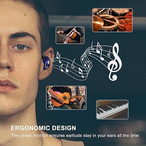 Miniatura 6 de BASN Bsinger BC100 - Auriculares con monitor de oído, ajuste universal, con aislamiento de ruido, auriculares IEM para músicos, cantantes,