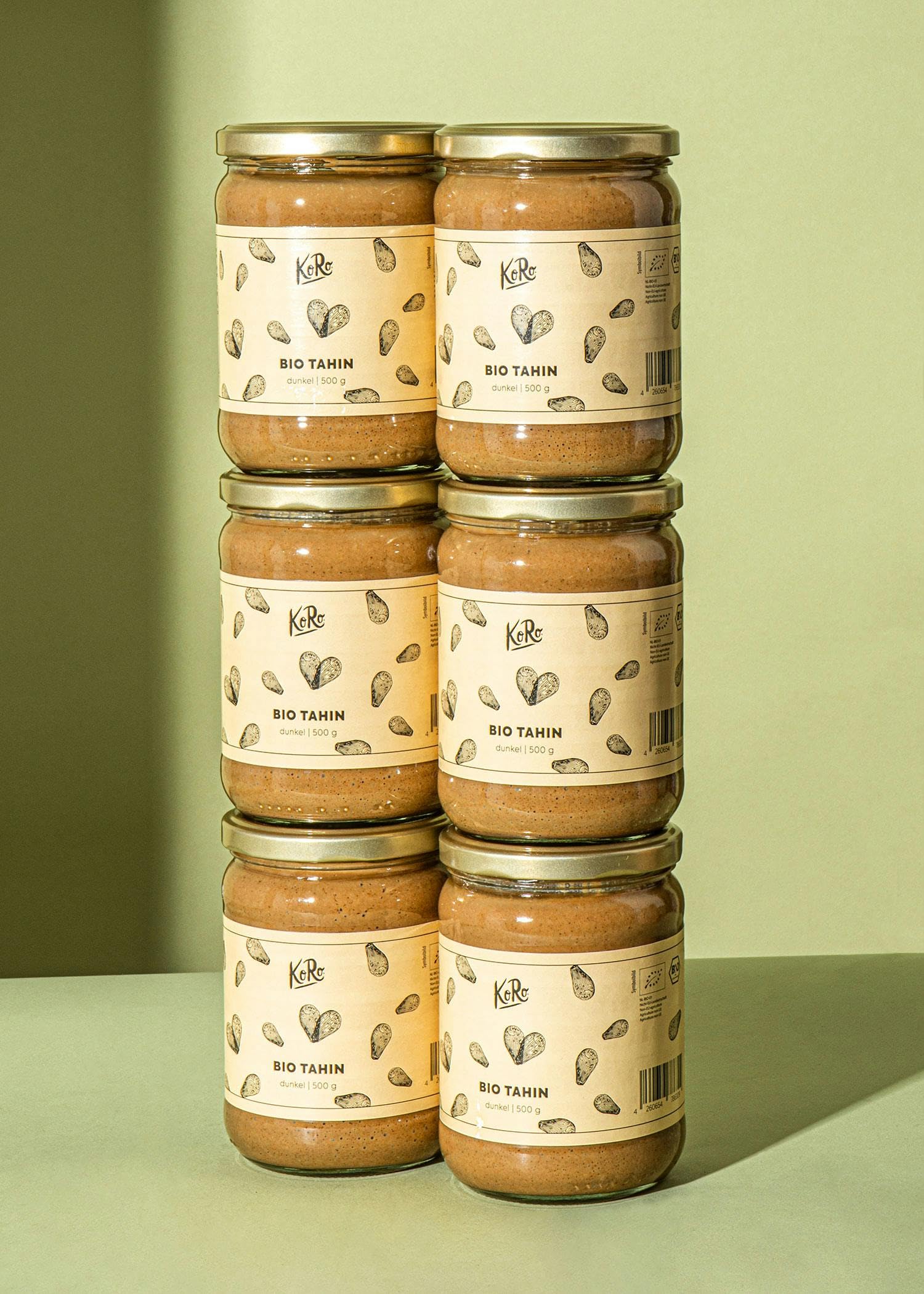 KoRo - Tahina scura bio 6 x 500 g - 100% semi di sesamo non decorticati - Ideale per hummus e salse - Extra cremosa - Senza additivi