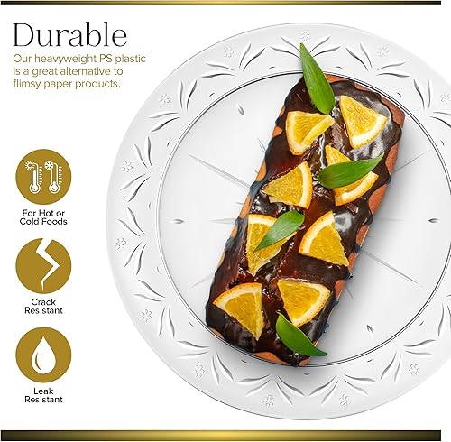 Miniatura 4 de Stock Your Home 100 platos de plástico transparente de 10 pulgadas, platos de cena de alta calidad, platos desechables de plástico duro resistente,