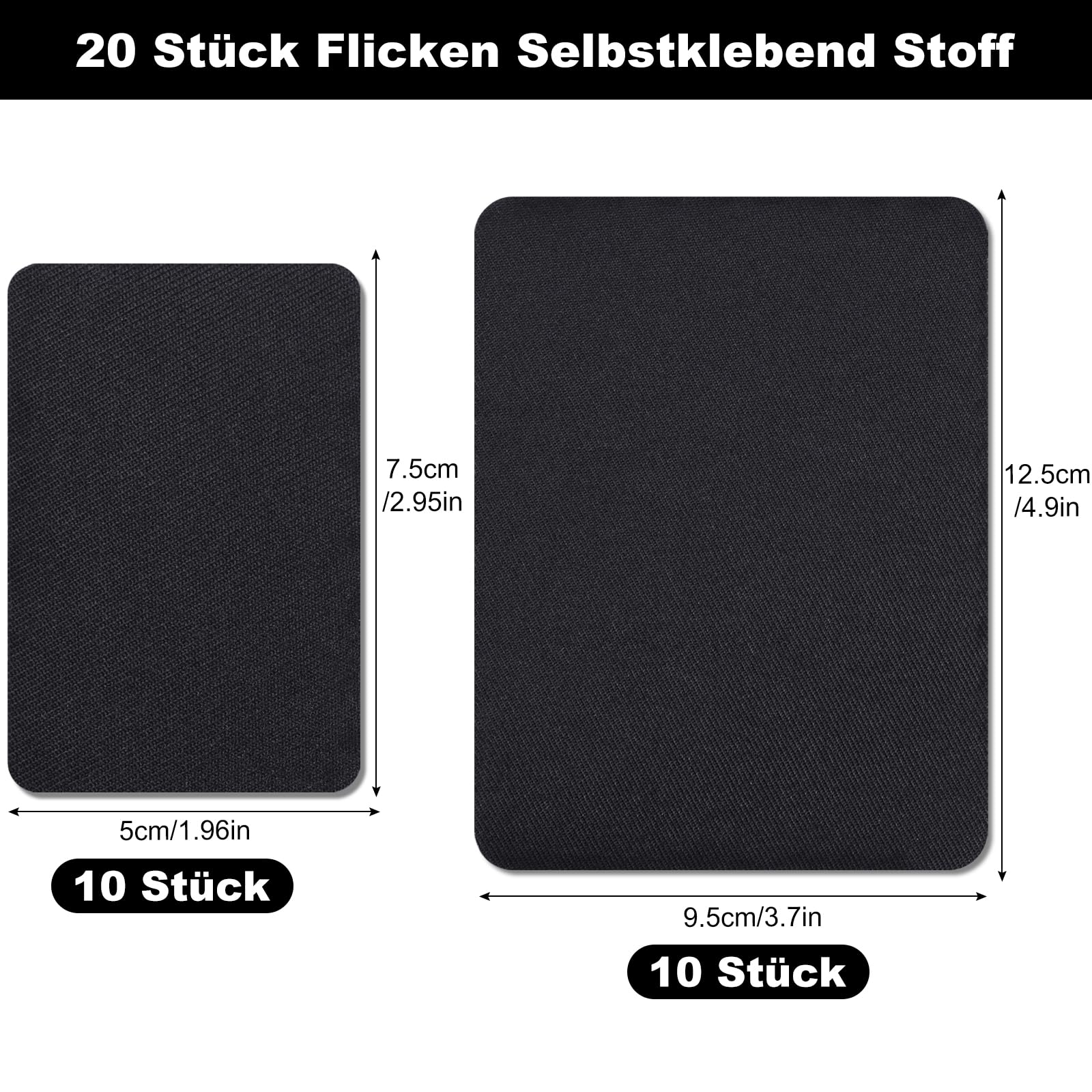 20 Pièces 12.5x9.5cm / 7.5x5cm Patchs De Réparation En Nylon