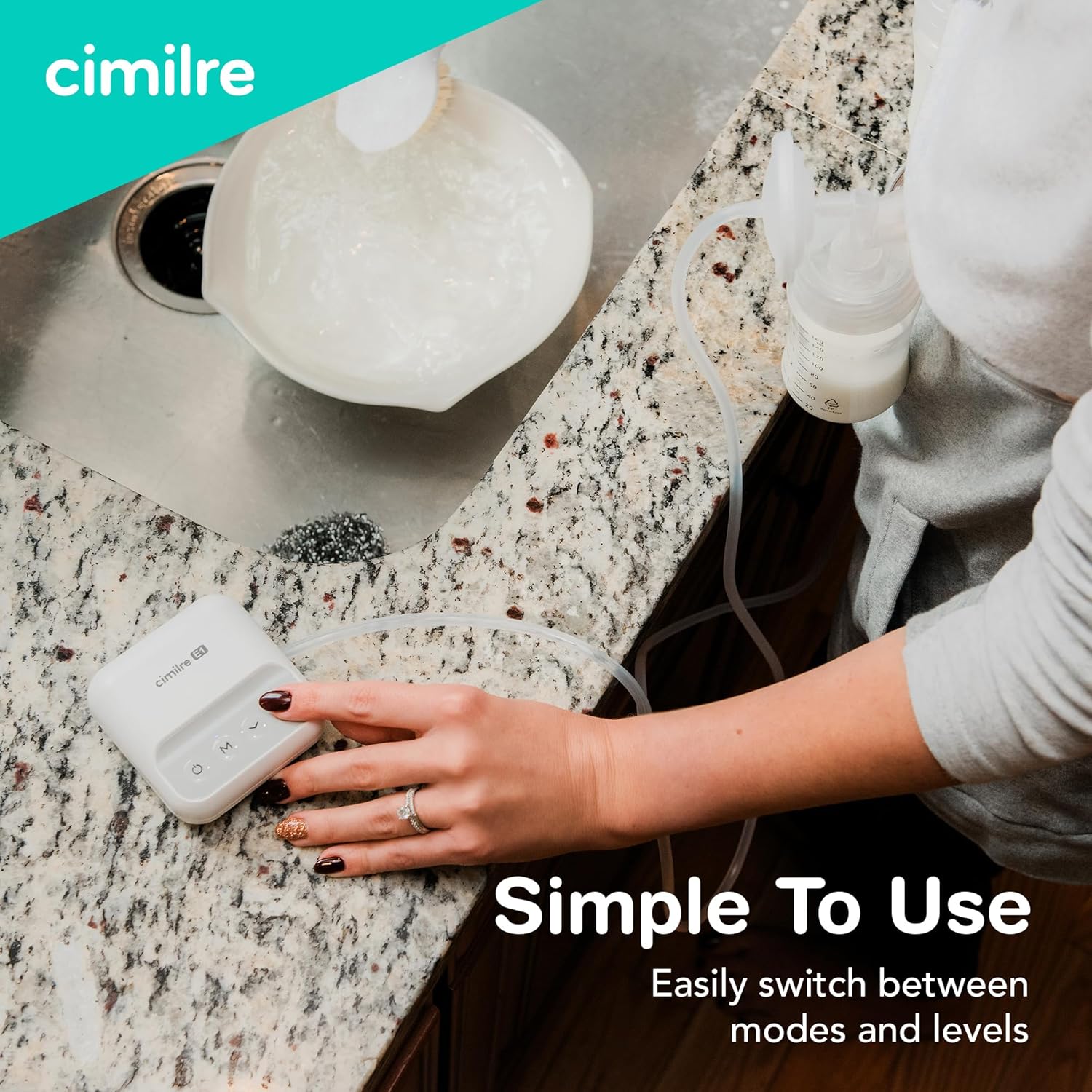 E1 Portable Breast Pump by Cimilre, Ultra Small Size with Rechargeable Battery for Moms On-The-Go, Easy to Use and Comfortable Double Electric Breast Pump
