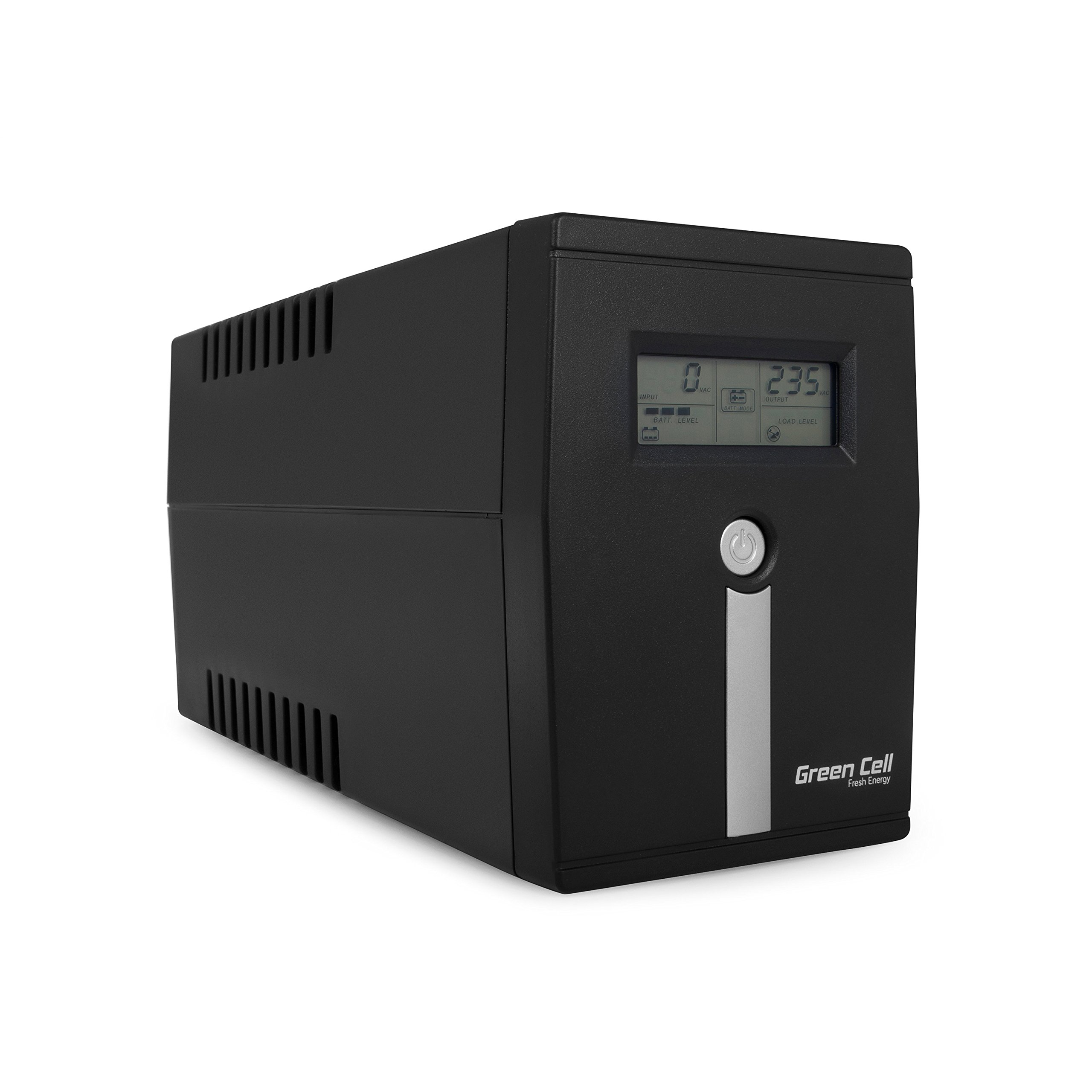 Green Cell® SAI Sistema de alimentación ininterrumpida UPS Potencia 600VA (360W) 230V Fuente de alimentación Continua Line Interactive senoidal AVR USB/RJ11 2X Schuko Tomas con Pantalla LCD