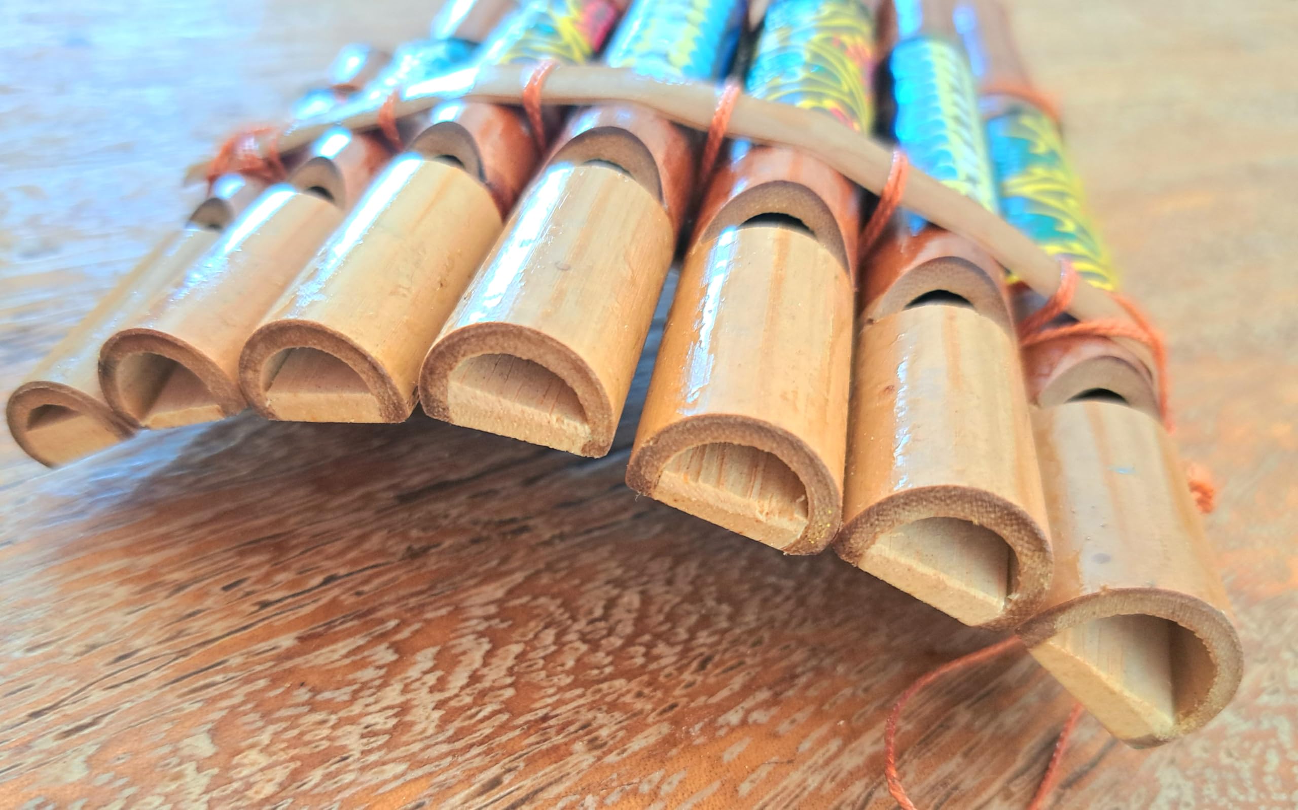 Flûte de pan en bambou Instrument de musique bois artisanale 7 tubes bois