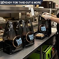 Vista 6 de YoYoRain Paquete de 855 bolsas negras para camisetas con asas, 11.5 x 6.25 x 21 pulgadas, bolsas de plástico HDPE duraderas para compras y llevar