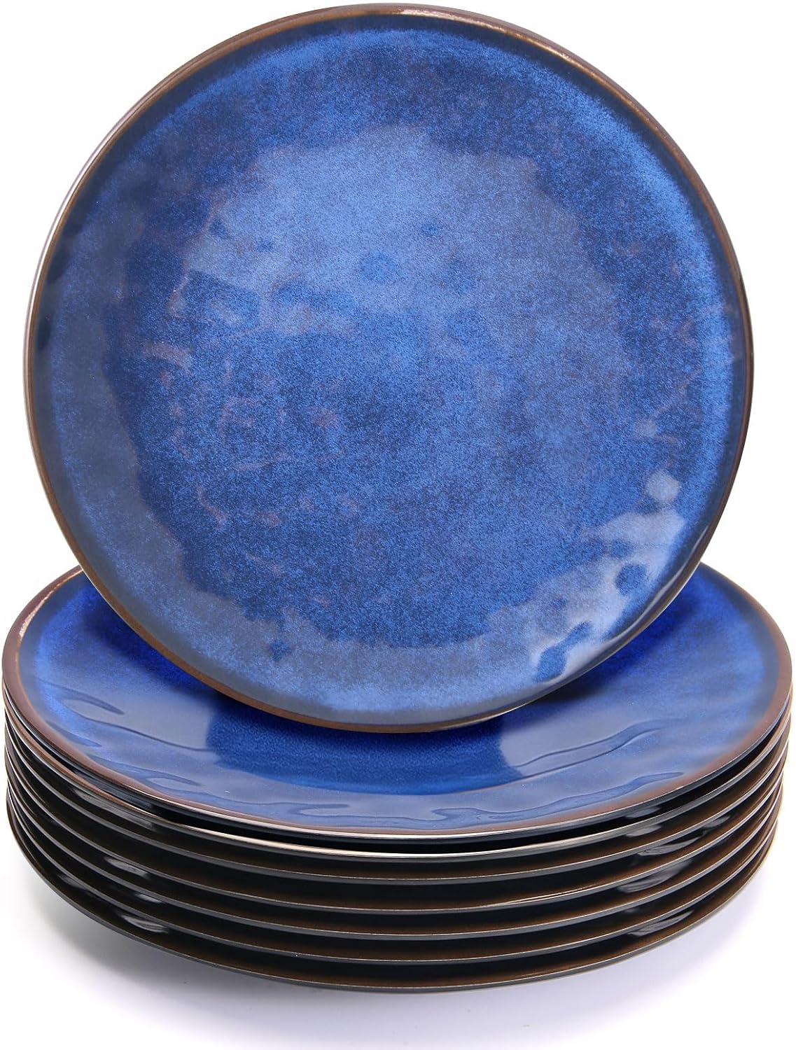 11Inch Blue Melamine Dinner Plates Set of 8,BPA Free Non-Toxic Food Grade Unbreakable, Dishwasher Safe,Shatter Chip Resistant,Lightweight Reusable for Kitchen Picnic Camping Restaurant