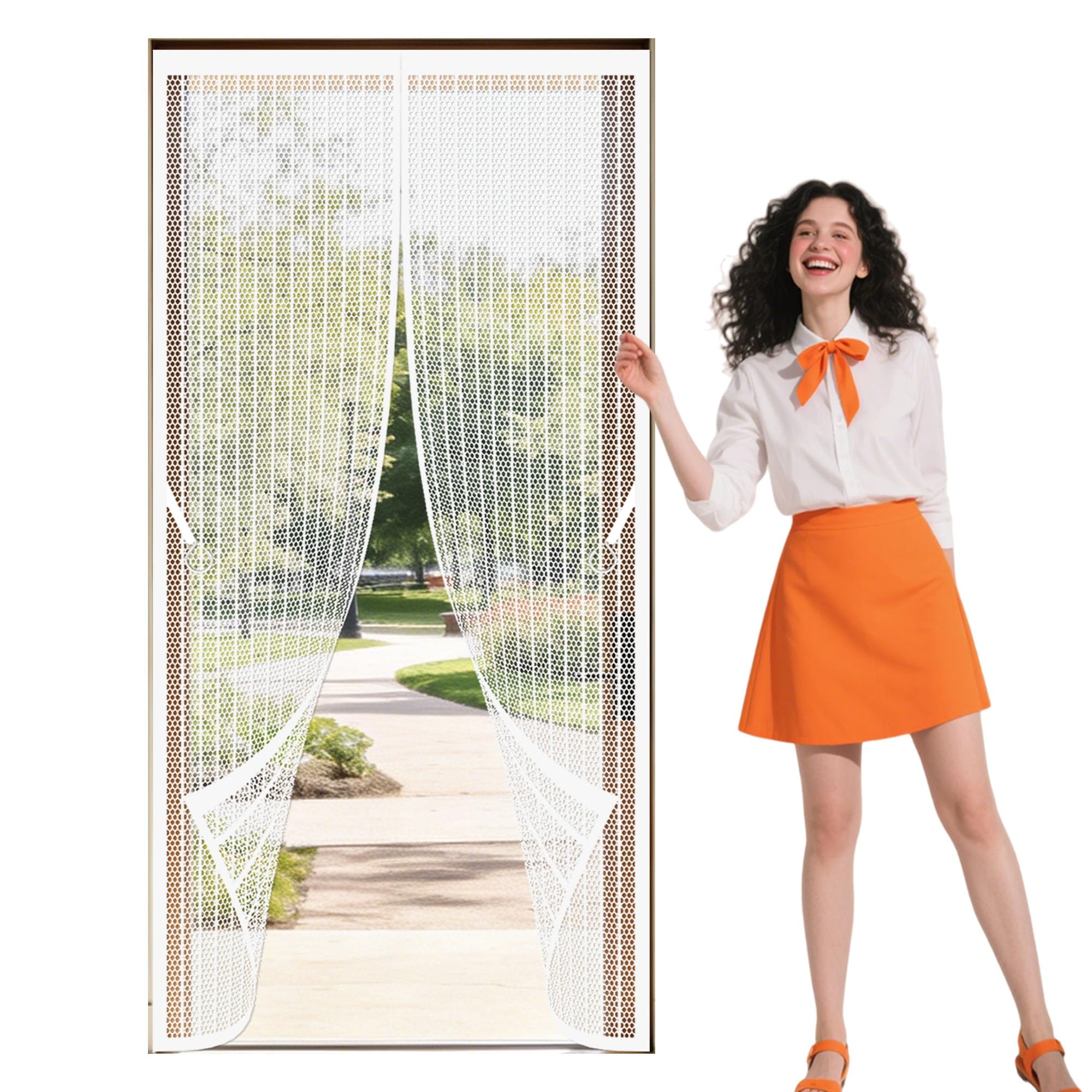 Moustiquaire de porte magnétique contre insectes rideau blanc 200cm