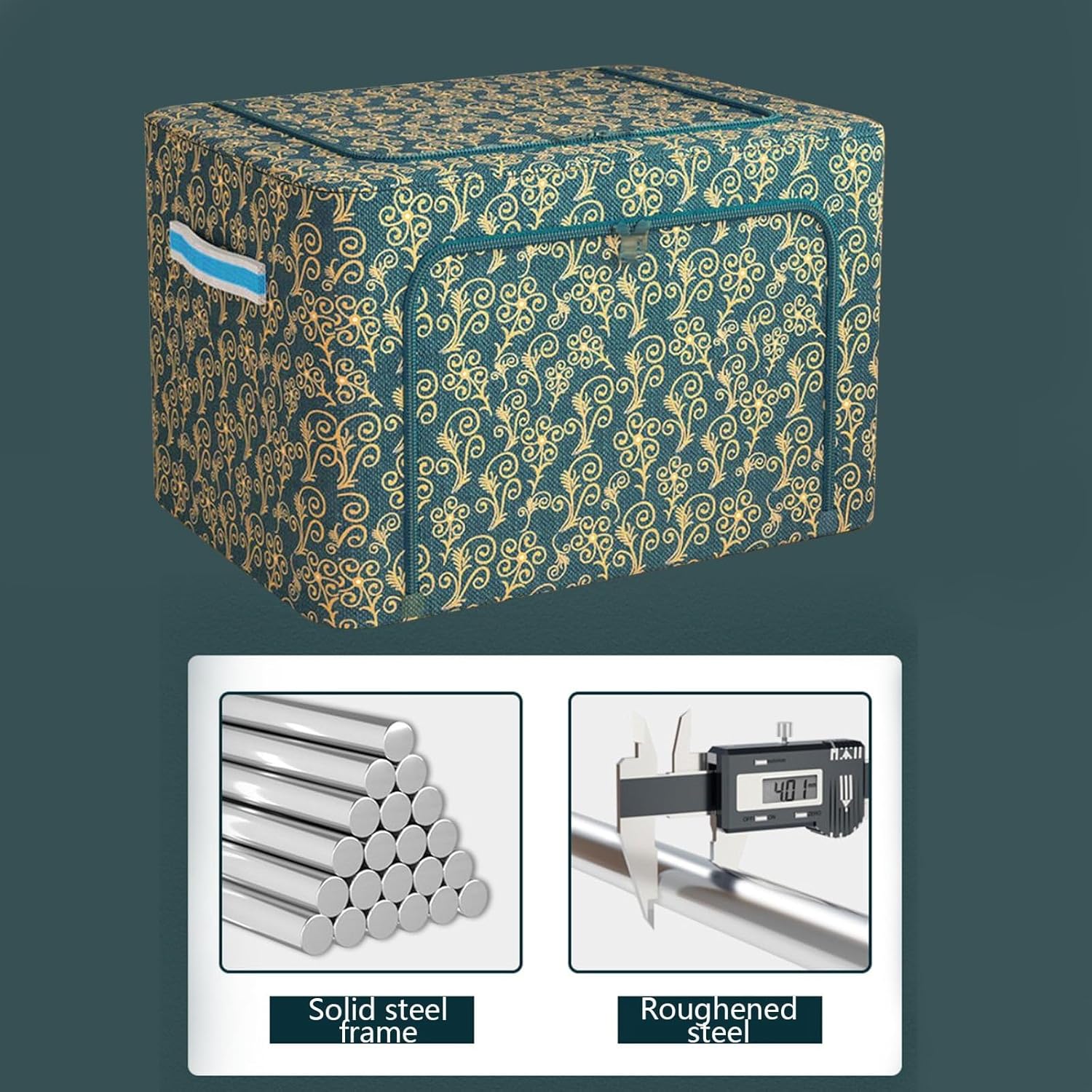 EAUSO Clothes Storage Containers, Stackable Storage Bins,Foldable Oxford Fabric Steel Frame Storage Bins For Clothes Storage Reinforced Handles Oxford, A Good Helper For You To Organize And Store