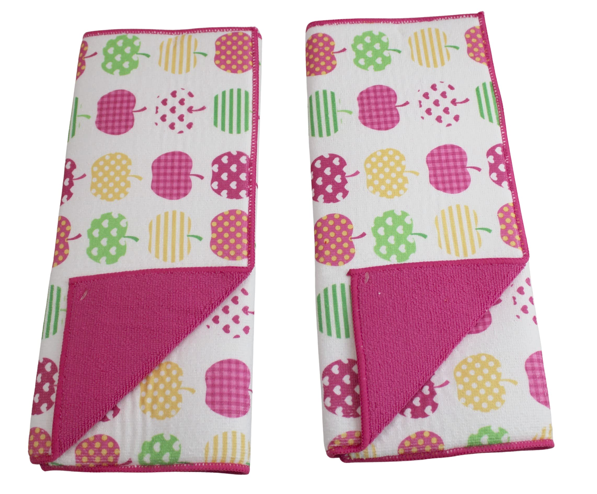 American Mills 2 Pack Embossed Ultra Absorbent Kitchen Microfiber Dish Drying Mat (Apples Multi Color)