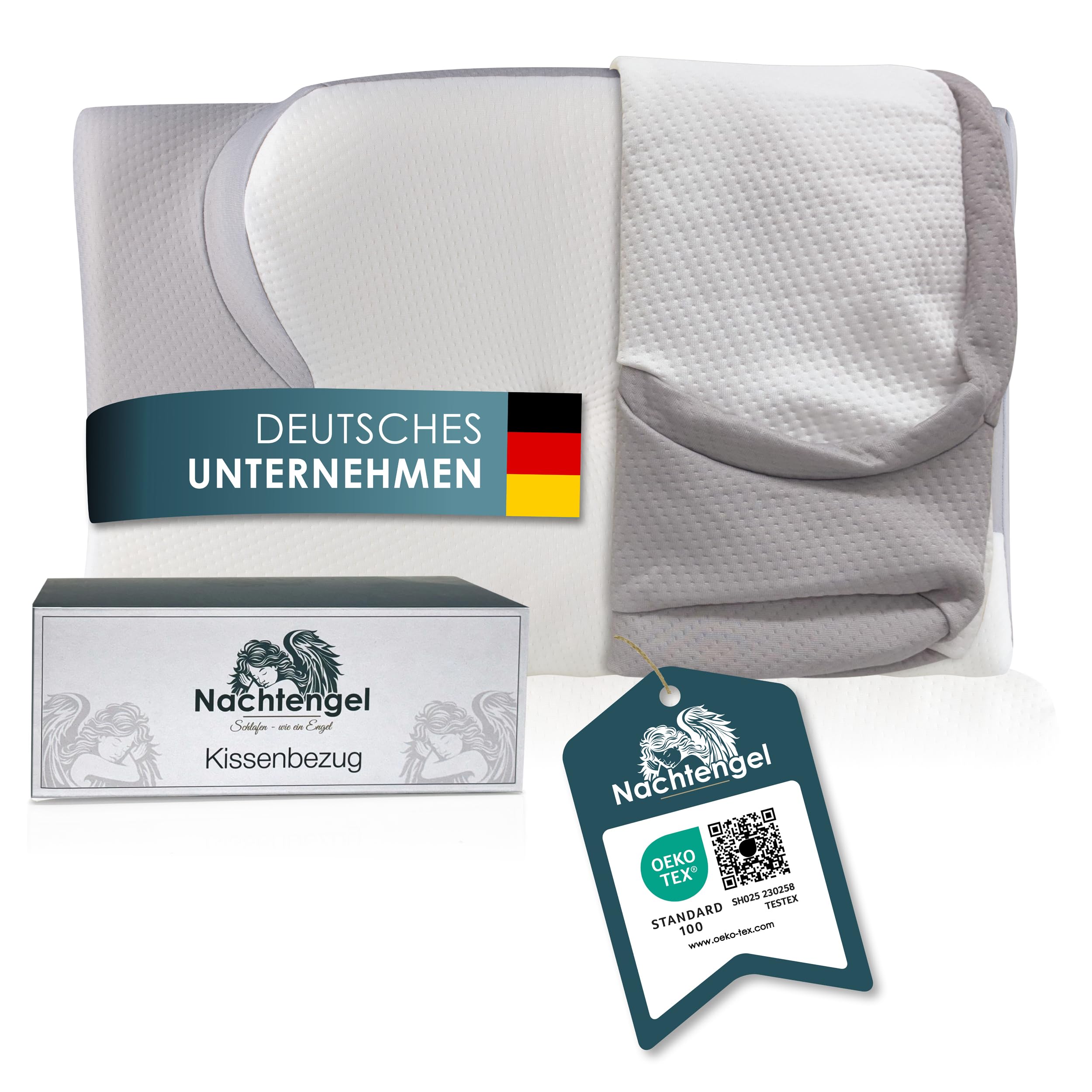 Nachtengel Kissenbezug FÜR NACKENSTÜTZKISSEN – Hypoallergener, atmungsaktiver Ersatzbezug – Weich, langlebig & pflegeleicht – Für Rücken-, Bauch- & Seitenschläfer
