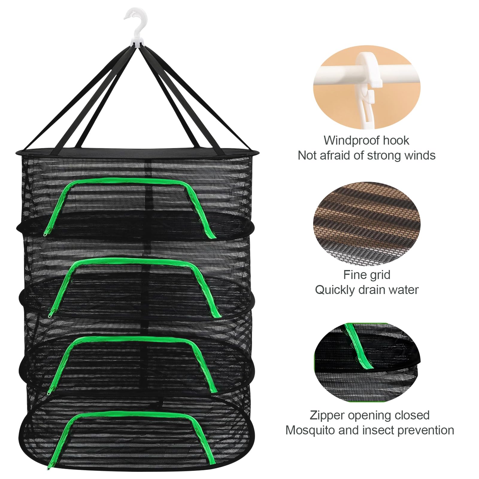 Rete Di Essiccazione Per Erbe - 4 Strati Pieghevole Con Chiusura Lampo - Foto 7