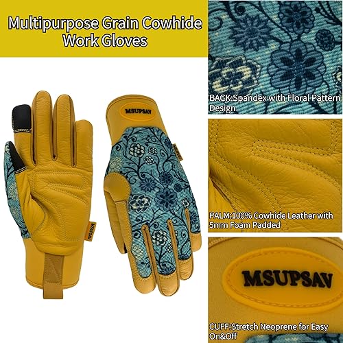 Miniatura 143 de Guantes de jardinería a prueba de espinas y pinchazos, con agarre, guantes de jardinería para mujeres, guantes de trabajo de cuero, regalos Guantes
