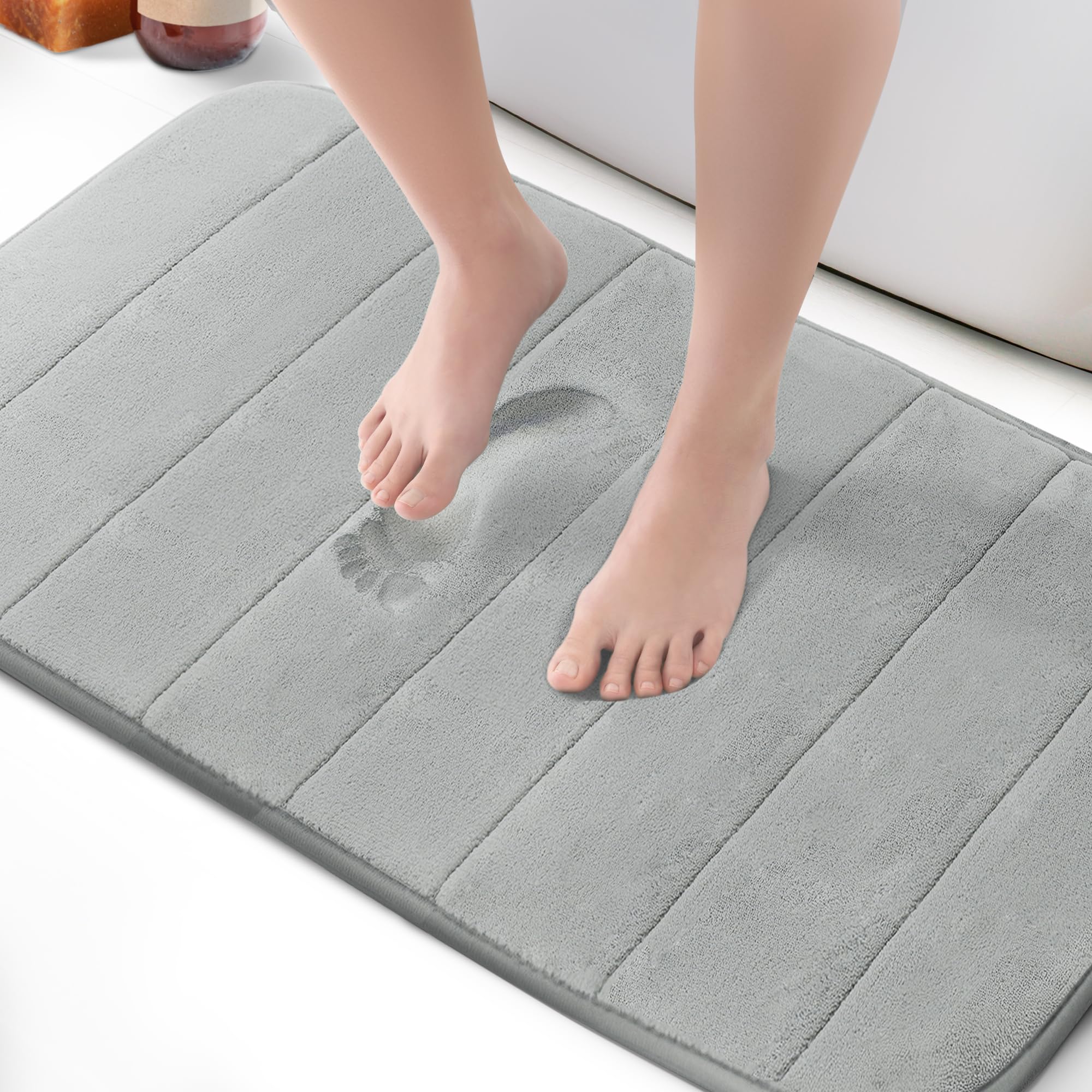 KEPLIN Memory Foam Bath Mat, Ultra-Soft, Highly Absorbent, Non-Slip, Machine Washable