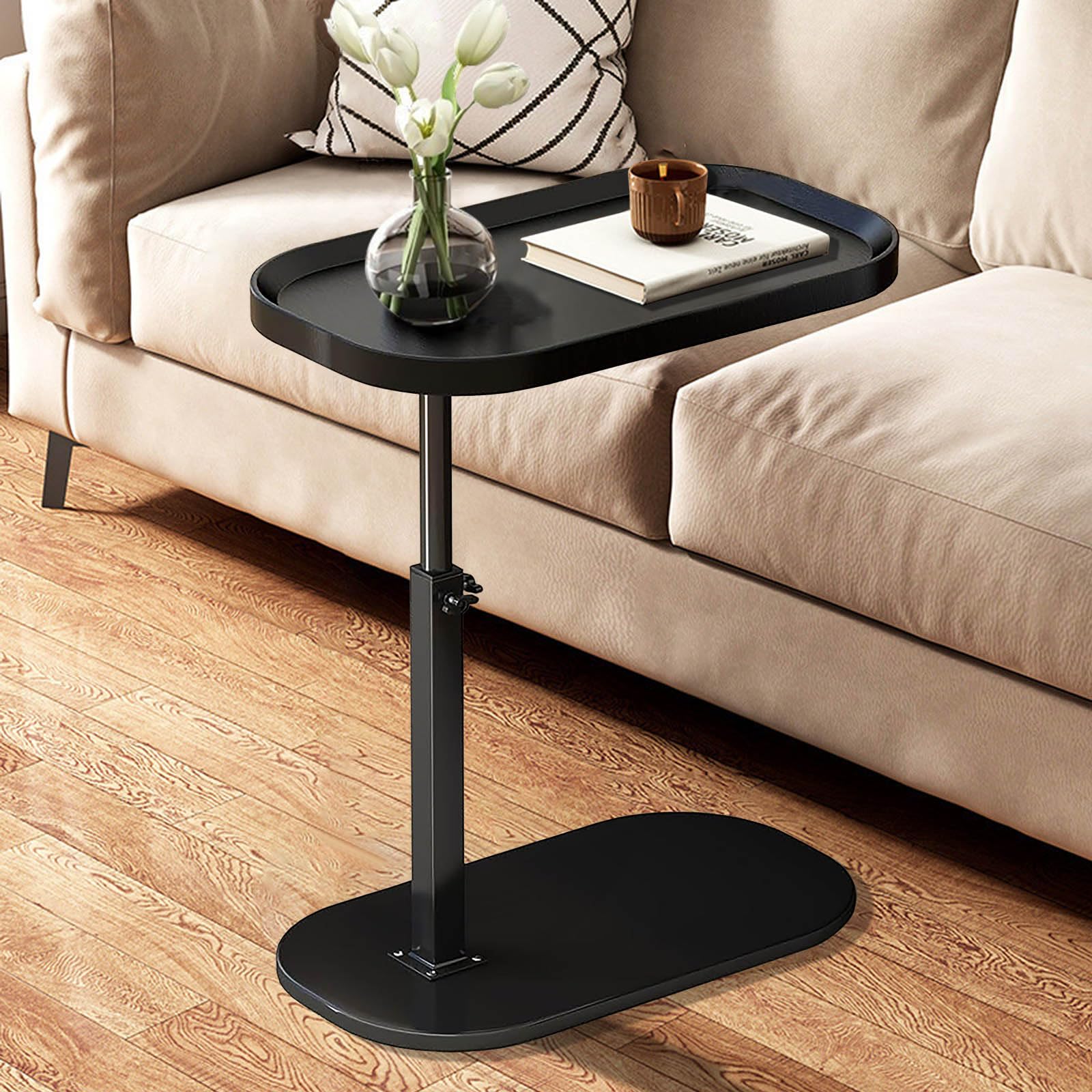 AYES Lifting Beistelltisch 360° drehbarer C-förmiger Beistelltisch – TV-Tisch schmaler konkaver Laptop-Tisch für Wohnzimmer Schlafzimmer Bett Pflege Sofa Lesen Arbeitszimmer Snacks Tee Kaffee Couch