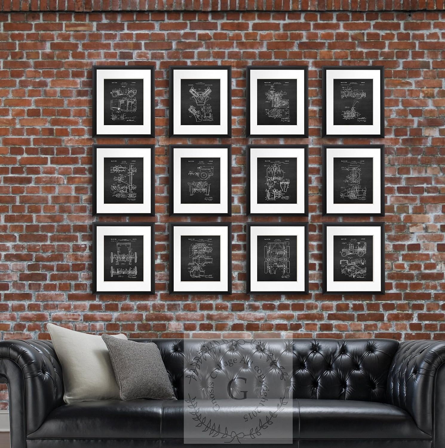Willys Jeep Patent Unframed Prints, Set of 12 Art Prints Jeep Home Decor, Military Vehicles Decor