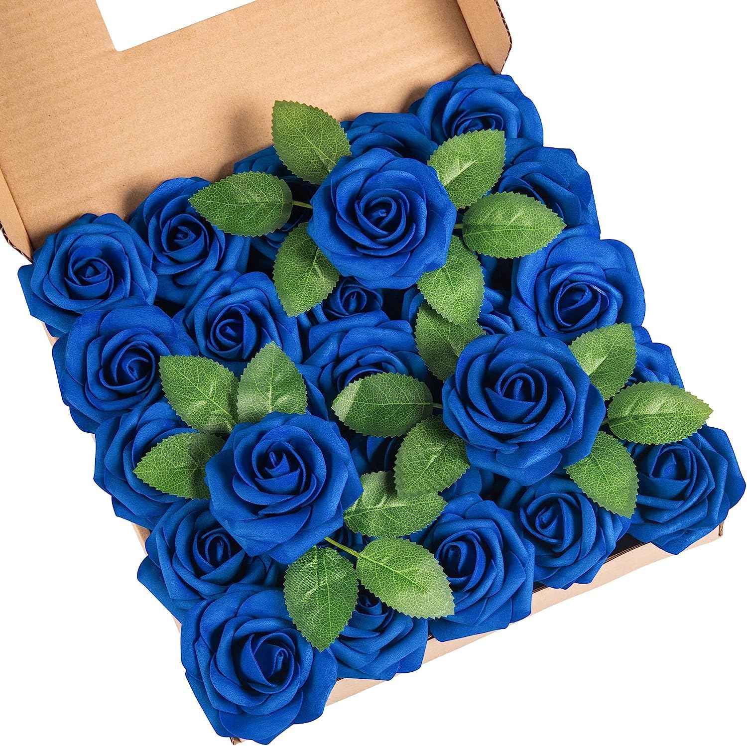 Garlag 25Pcs Artificial Flowers Roses, Real Touch Foam Roses with Stems for Wedding Bridal Bouquet Mother's Day