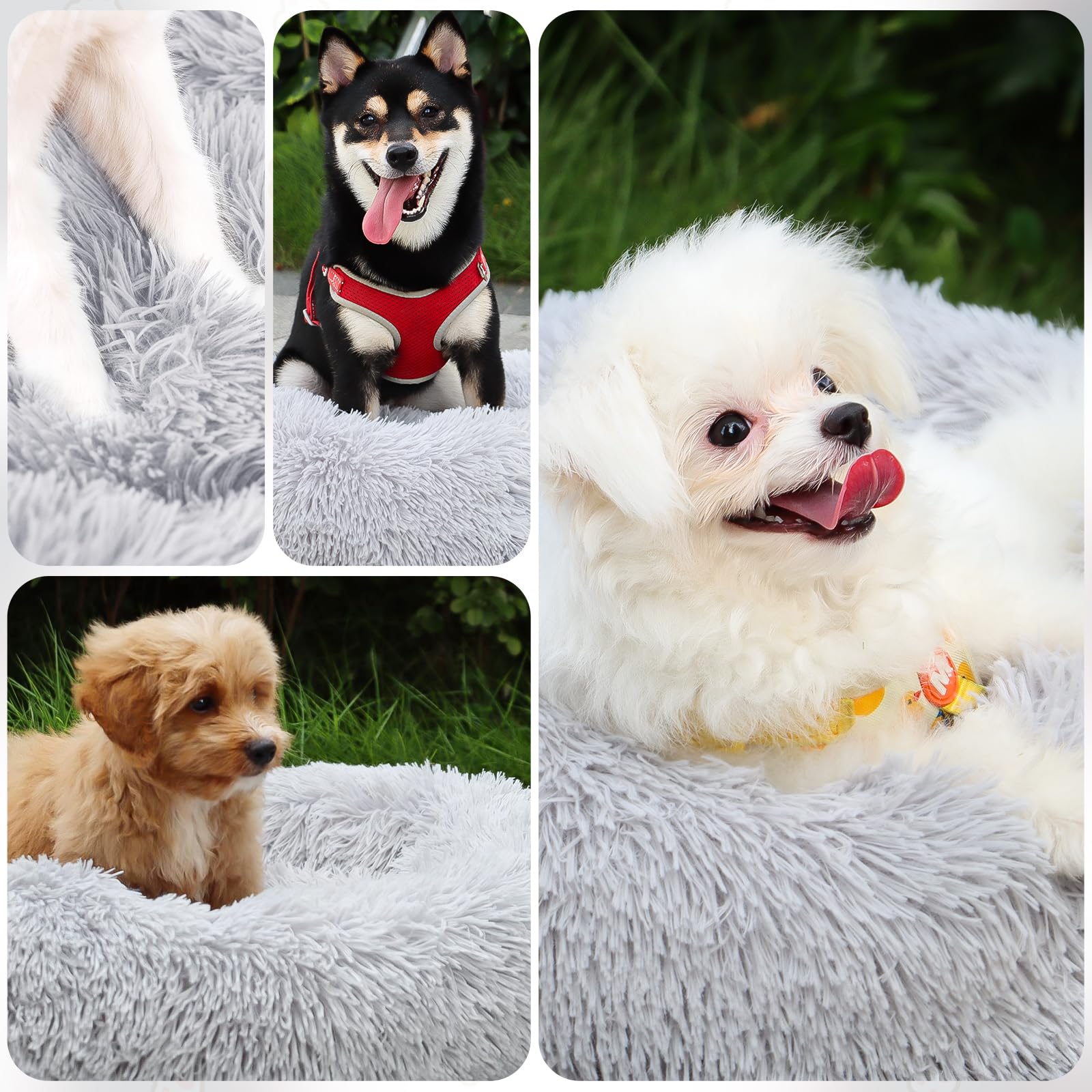 MDDK DY Letto Per Cani - Cuccia Cane Interno Morbida Rotonda, Anti-ansia e soffice Cuccia gatto interno, Base Antiscivolo e Lavabile, cuscino per cani Diametro 70 cm, Grigio Chiaro