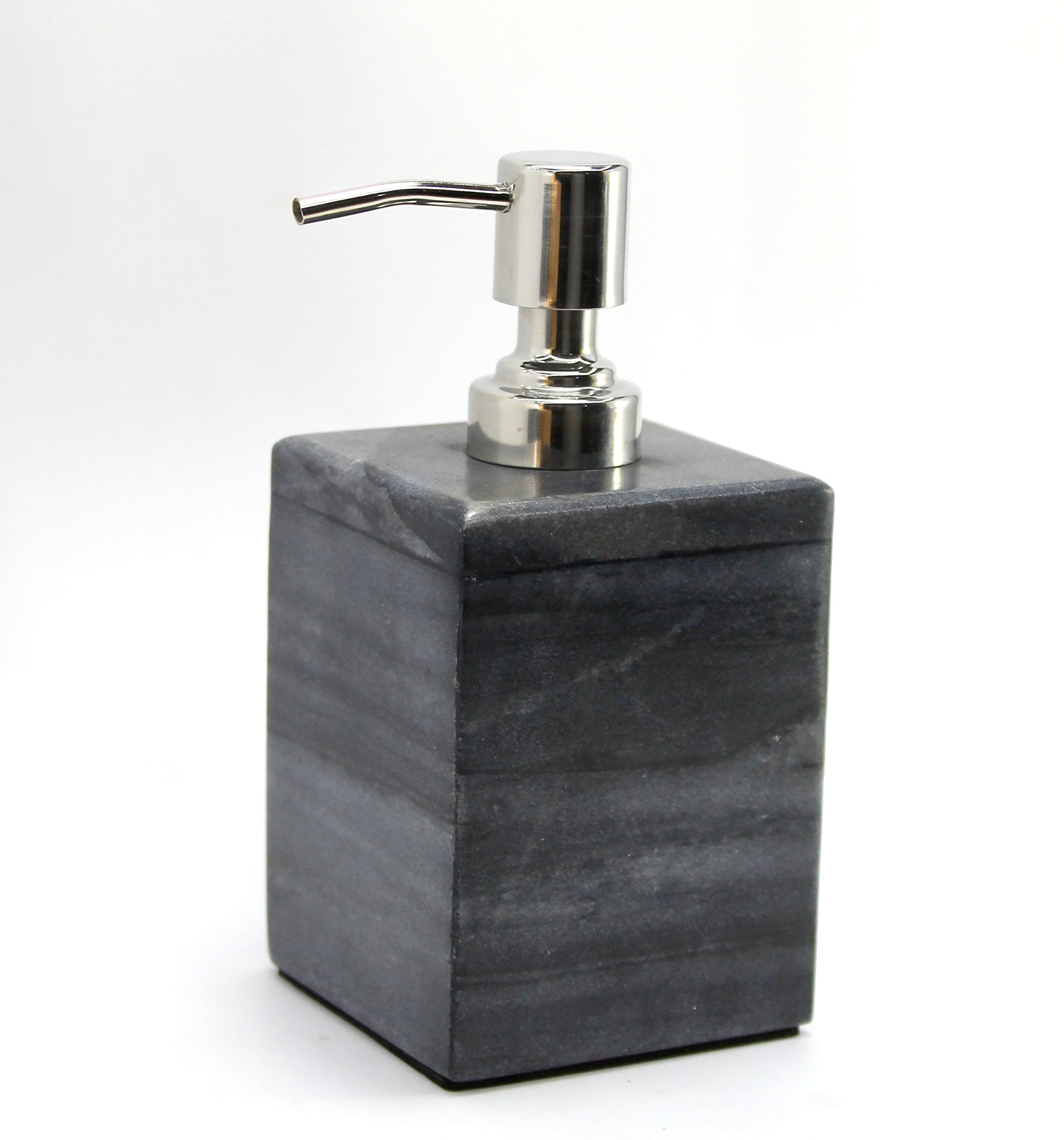 KLEO Soap/ Lotion Dispenser - Made of Genuine Natural Multicolor Stone in Black/Grey Color - Luxury Bathroom Accessories Bath Set 2