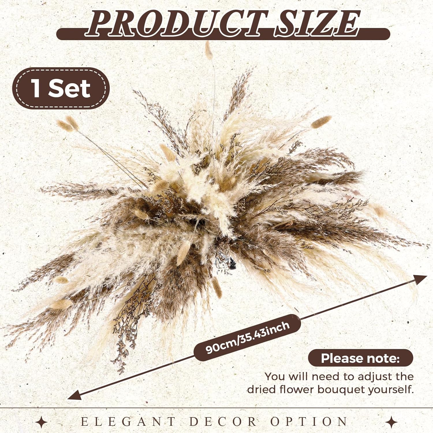 Layhit 1 Set Boho Dried Flower Wall Hanging 35 inch Pampas Grass Bouquet Dry Flower for Vase Crafts DIY Handmade Floral Plant Weeding Arch Decor