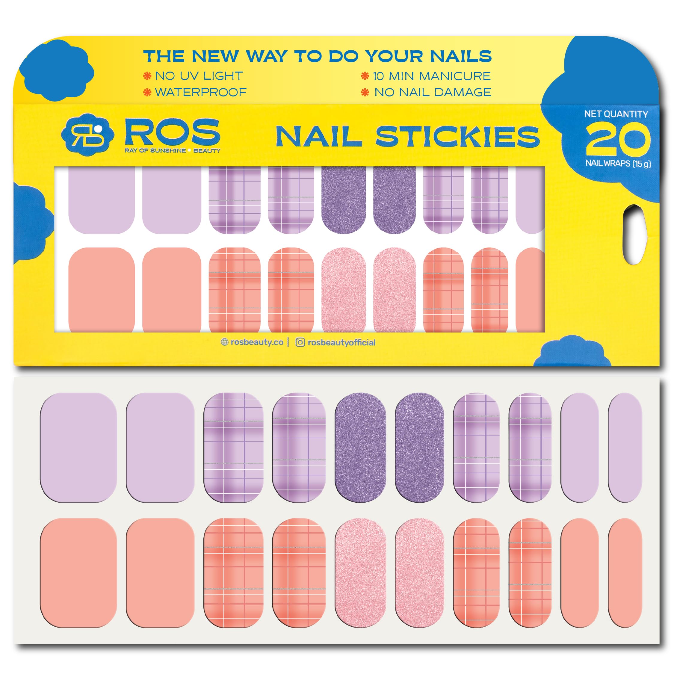 ROS Beauty Nail Stickies | 20 Count | Easy-to-Apply Vibrant Nail Art Stickers | Long-Lasting, & Mess-Free | Unique Designs for Effortless DIY Manicure | Floral Fantasy (Sugar Rush, Pack of 20)-image-7