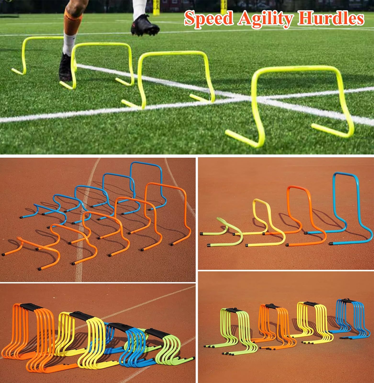 Juego de 5 Vallas de Agilidad: Equipo de Entrenamiento para Atletismo en Interiores y Exteriores, obstáculos para Saltos, portátil con Correa de Transporte, Amarillo, 15 cm (5 7/8"