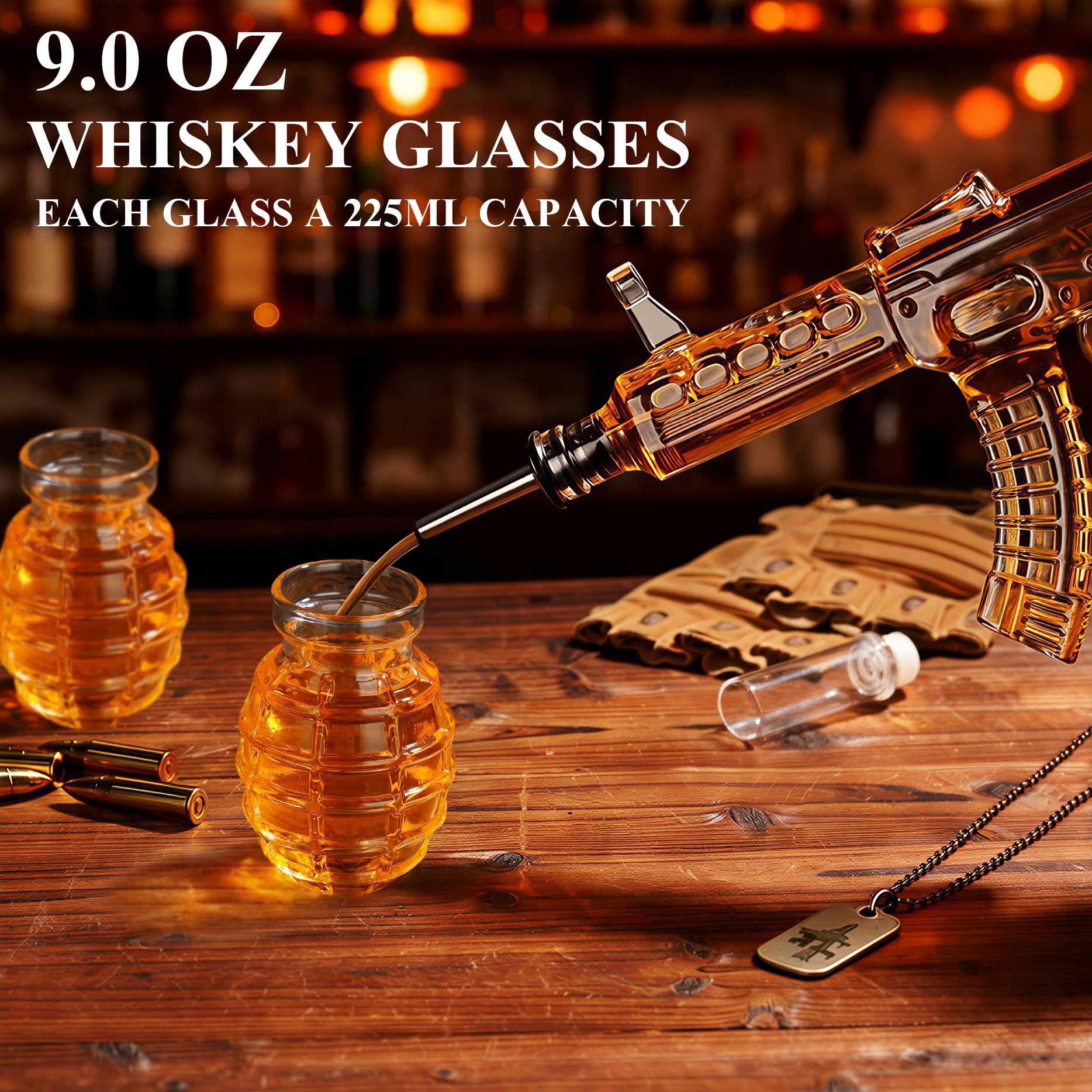 Oaksea Jarra de whisky, decantador de whisky, juego de regalo con 2 vasos de chupito, regalos de whisky para hombres, regalos divertidos para hombres, papá, novio, marido, ideas de regalo