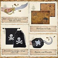 Vista 5 de HyDren Juego de 2 disfraces de capa pirata para niños, juego de rol de pirata, decoración de fiesta de Halloween, regalo para niños Principalmente