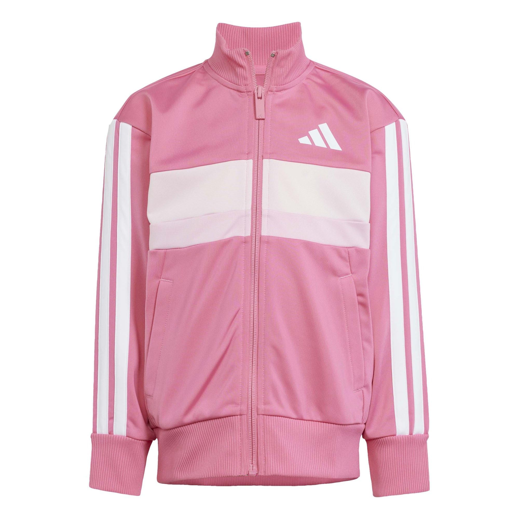 adidas Unisex Kinder SEASONAL ESSENTIALS TIBERIO 3 STRIPES TRICOT TRACKSUIT, Pink Fusion/​White/​Clear Pink, 6-​7 Years