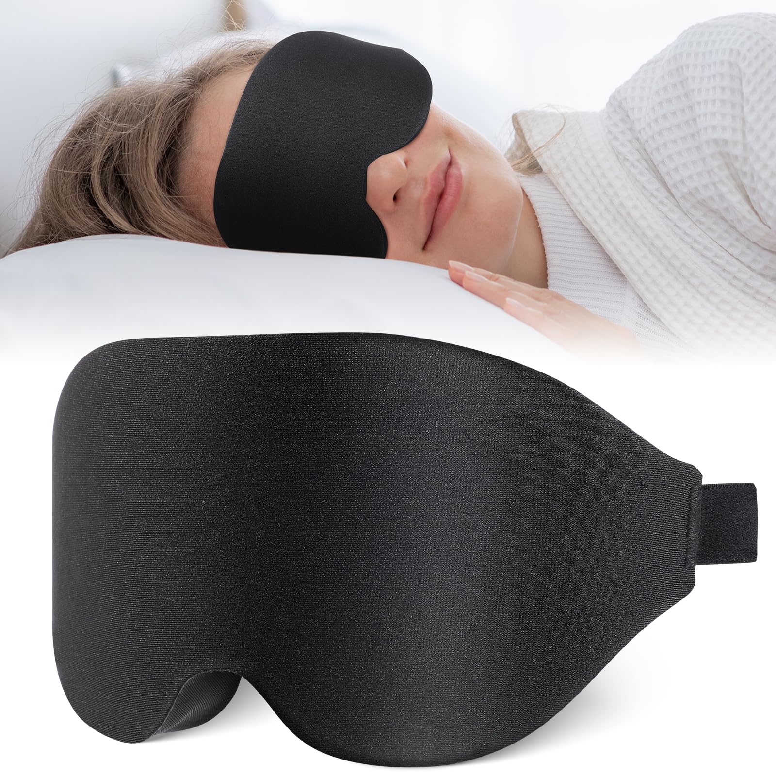 Mascherina per Dormire, Maschera per Dormiredi Donne Uomini 3D Mascherina Occhi Bloccare la Luci con Fascia Elastica Regolabile per Pisolini Viaggi