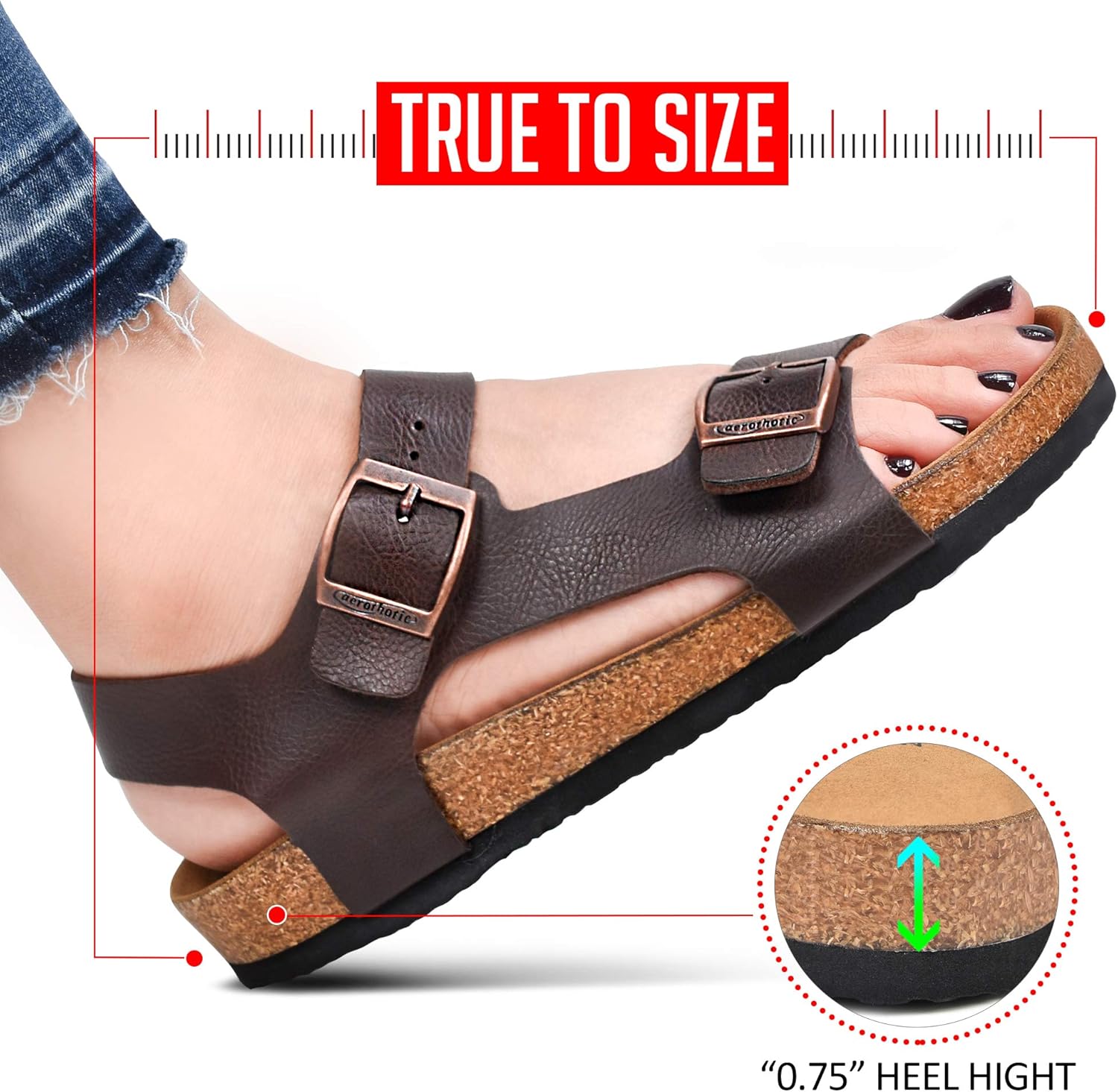 AEROTHOTIC Women’s Arch Support Cork Footbed Slide Sandals