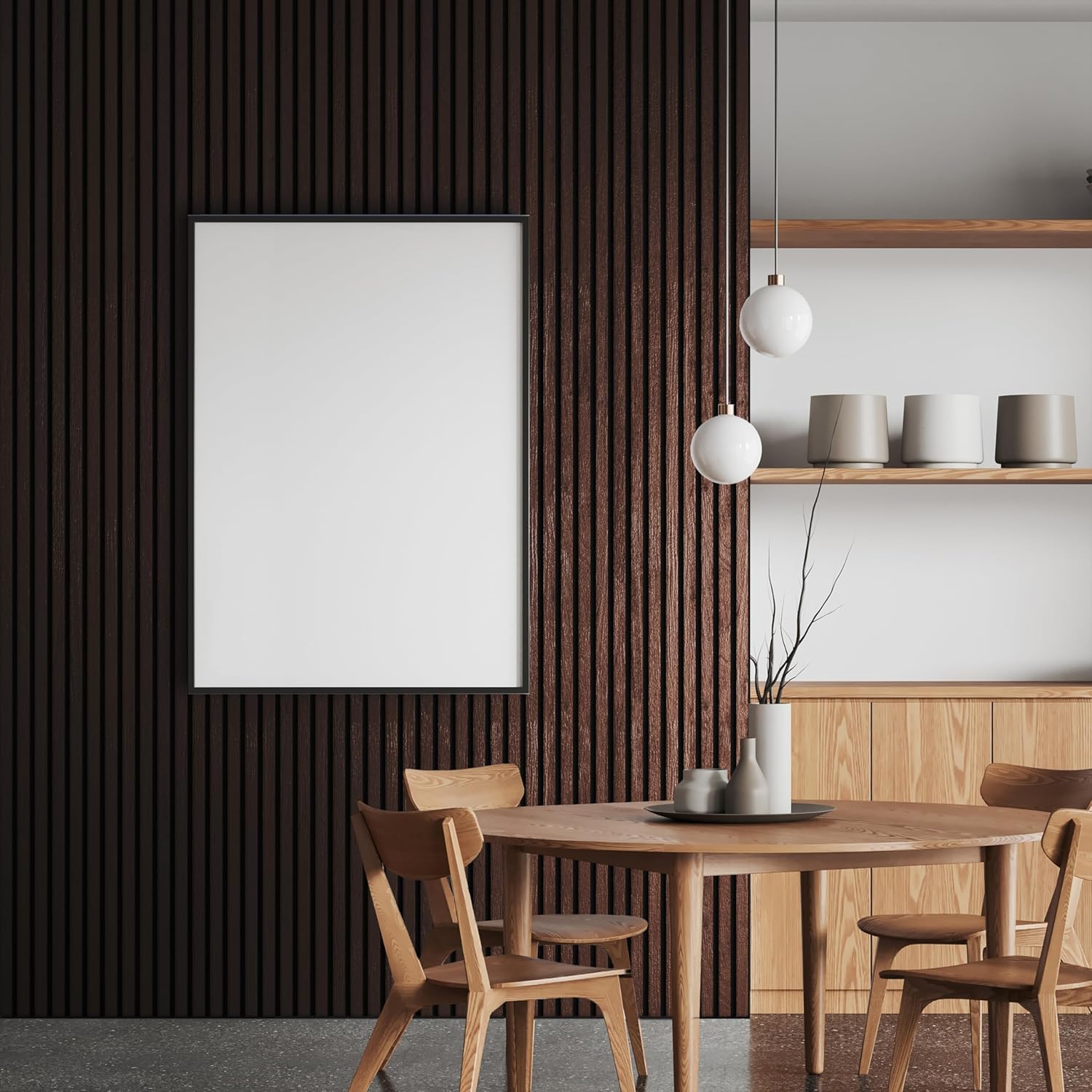 2-Pack Acoustic Wood Slat Panels - Soundproof Wall Paneling for Interior Decor 2pcs - 94.5x12.6 inches Dark Walnut