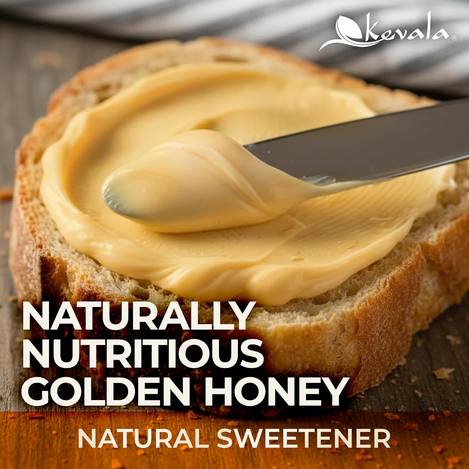 Kevala Raw Unfiltered Honey - Unprocessed Liquid Sweetener Harvested Without Pesticides, Bee-Friendly Harvesting On-Site, Sweet Spread for Toasted Bread and Desserts, Maple Syrup Substitute, 8 lb Pail
