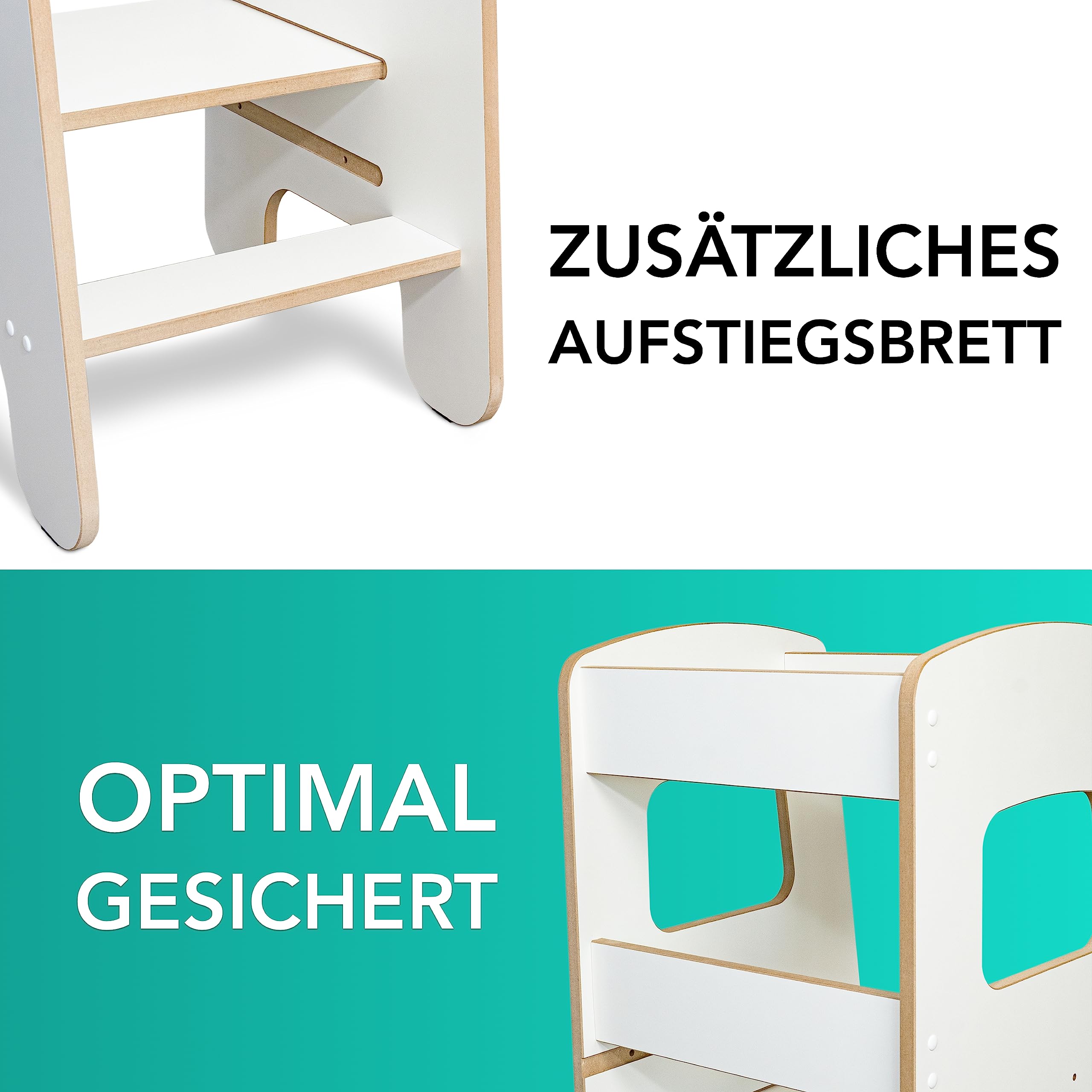 Lernturm für Kinder & Kleinkinder - Tritthocker für Kleinkinder - Küchenhelfer Kinder - Kinderlernturm aus deutscher Tischlerei - Lernprodukt Kinder Lernturm ab 1 Jahr