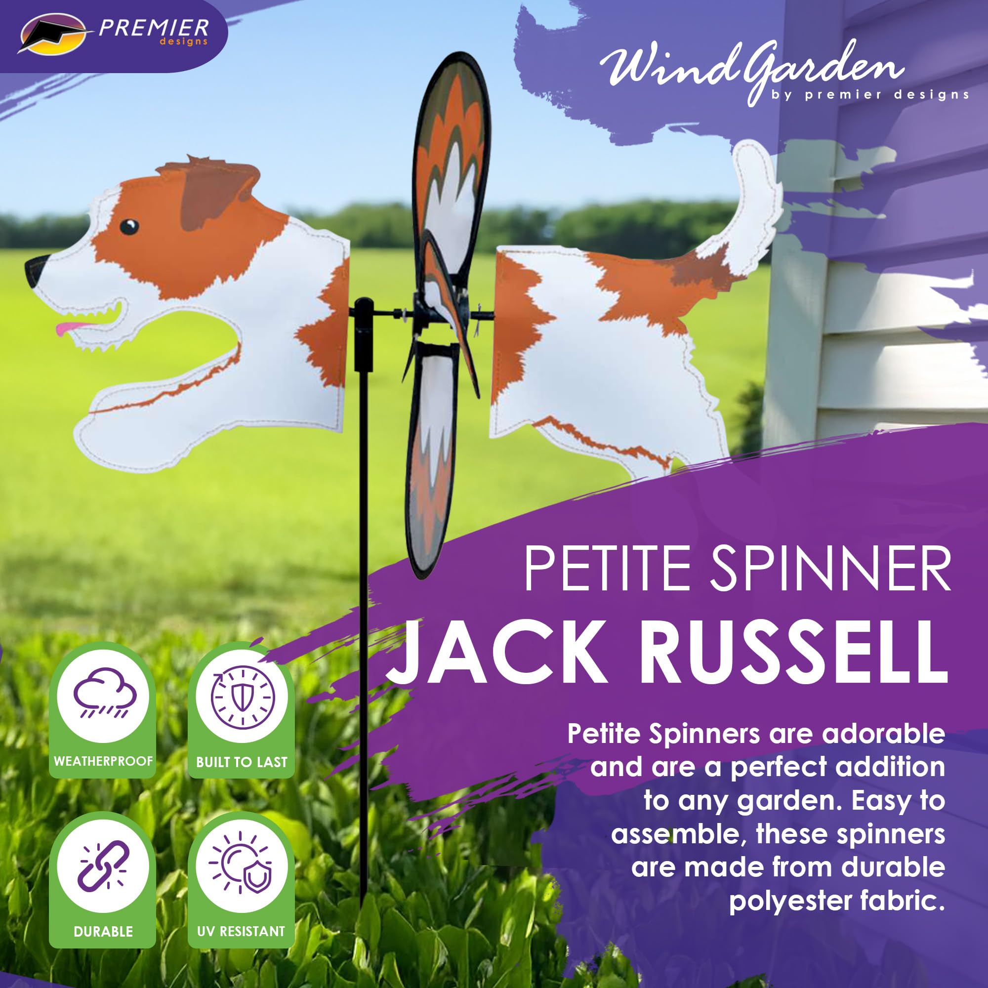 Girouette Segnavento Da Giardino A Forma Di Jack Russell - Decorazione Da Esterno 43x25 Cm