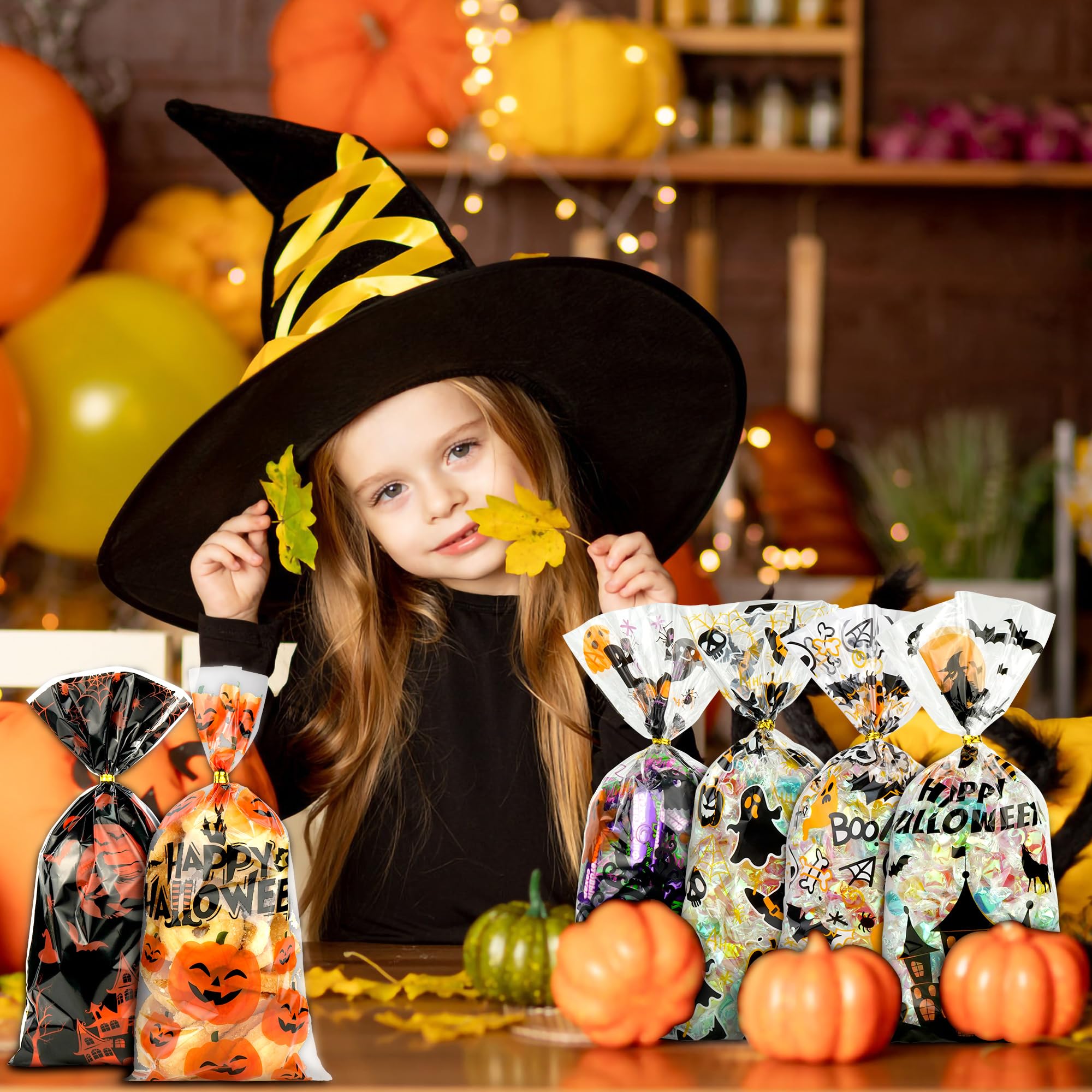 150 Halloween-Süßigkeiten-Tüten – 6 Motive, Mit Drehverschluss, Aus Stabiler OPP-Folie