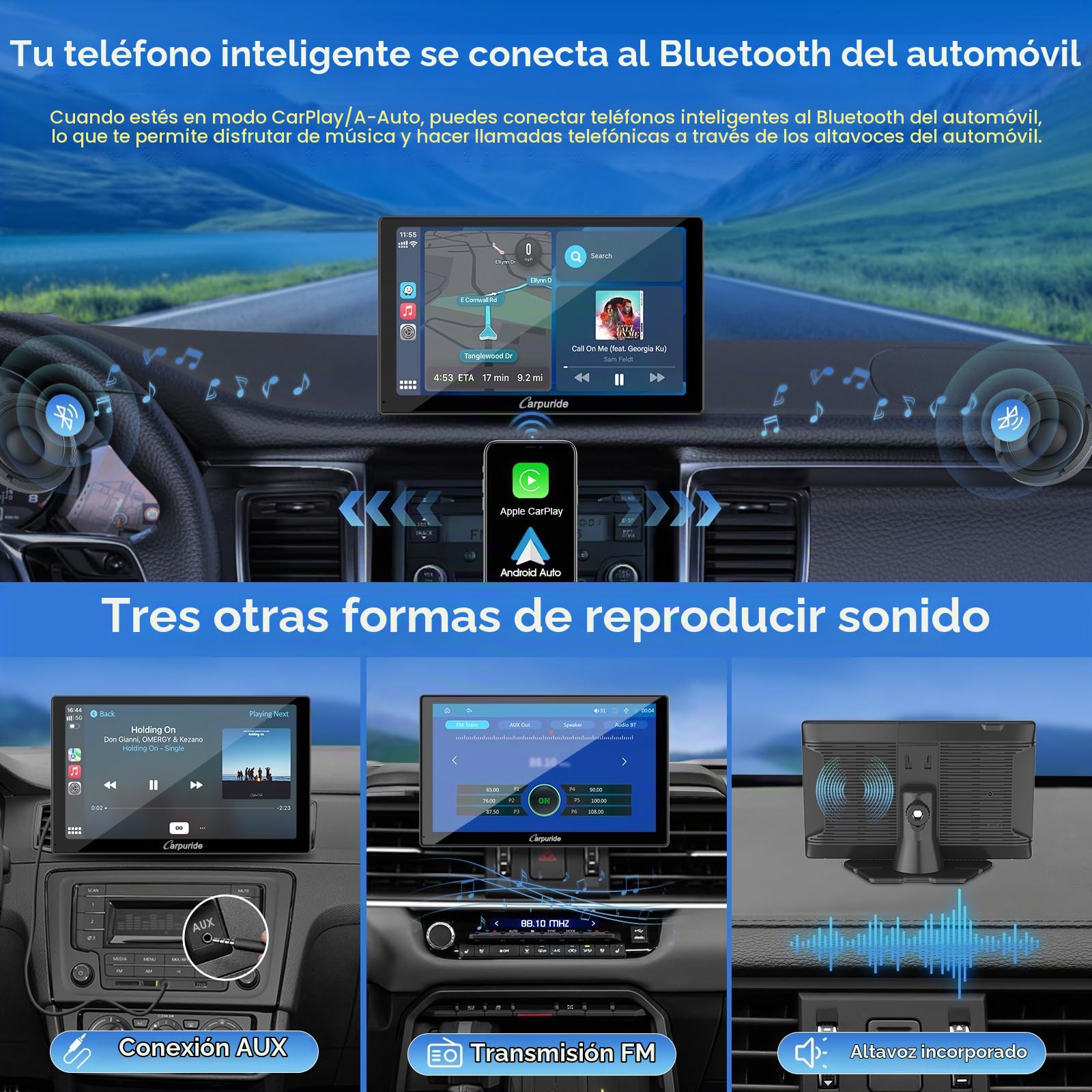 Amazon.com: CARPURIDE Pantalla Carplay de 9 pulgadas para coche