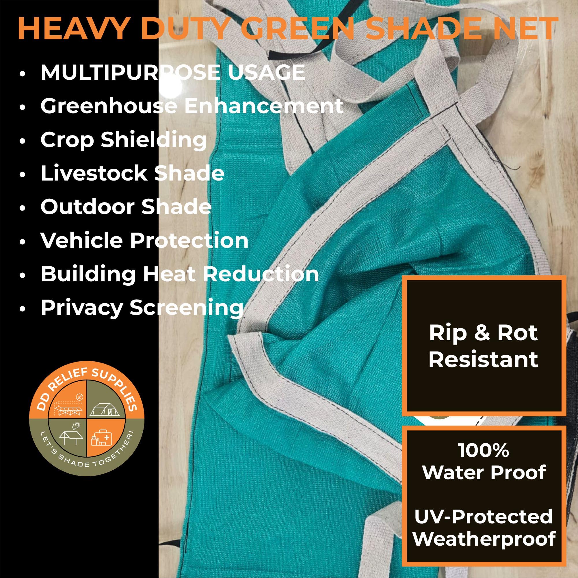 DDRS Heavy Duty Green Shade Tarp, Multipurpose Green Protective Cover with 90% UV Sun Protection, Agro Net for House, Balcony, Gardening, Fences, Canopy, Garden Netting, 12' x 24' 2