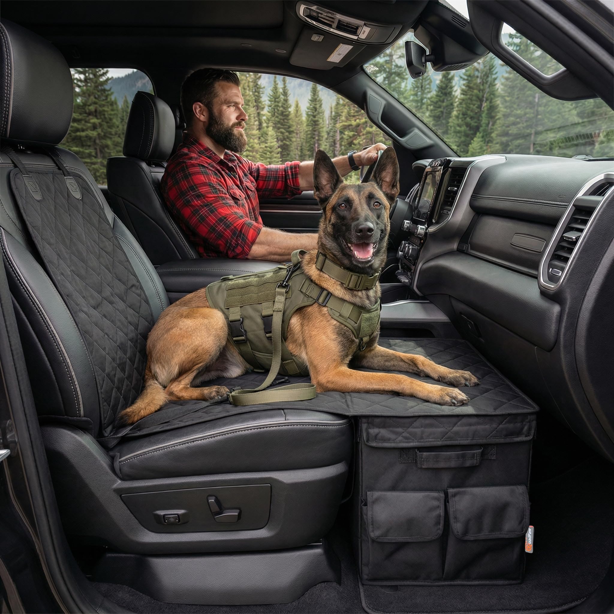 Rücksitzverbreiterung Hund mit Stauraum – Dog Car Seat Extender Hundeautositz Hartschale für Vorder- und Rücksitz, wasserdicht 600D Oxford, PKW SUV Kombi [137×50cm]