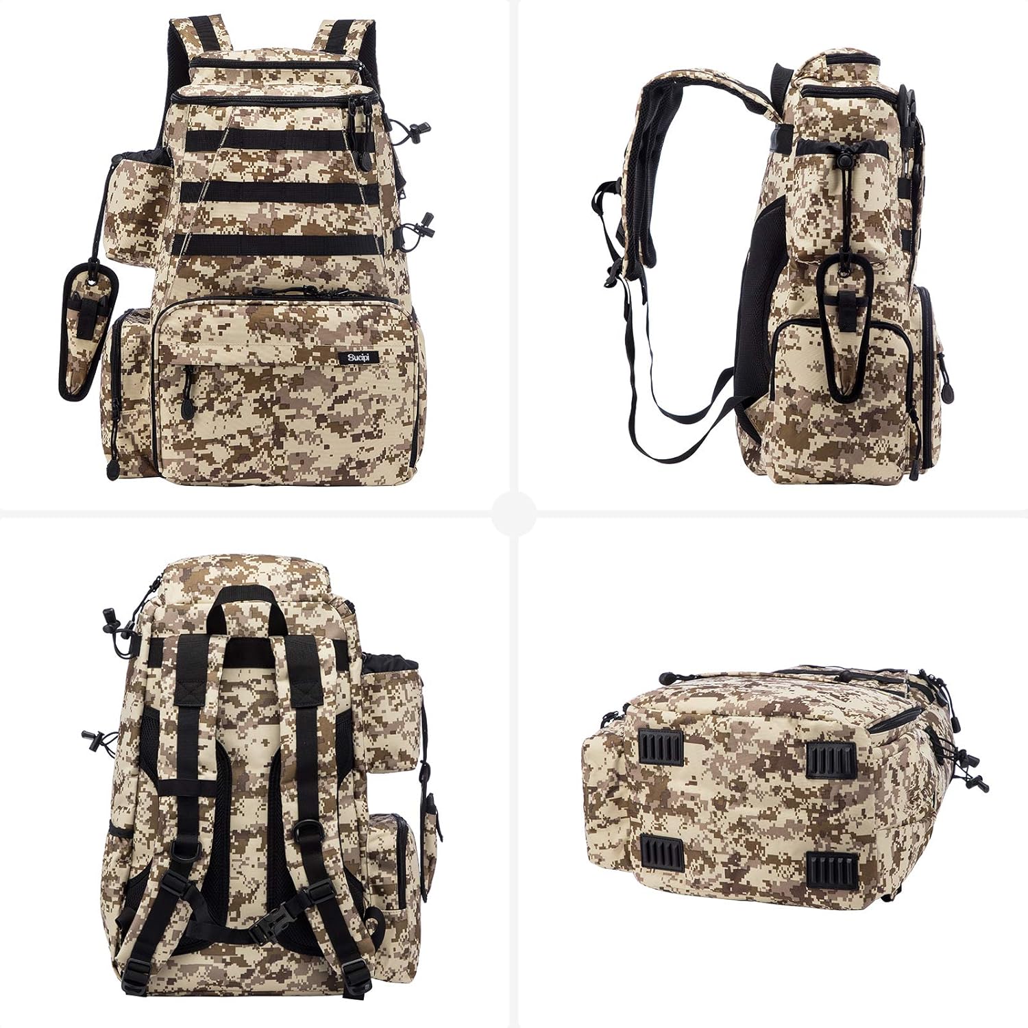 Sucipi Fishing Tackle Backpack Outdoor Large Fishing Tackle Bag Water-Resistant Fishing Backpack with Rod Holder Backpack for Trout Fishing Outdoor Sports Camping Hiking : Sports & Outdoors
