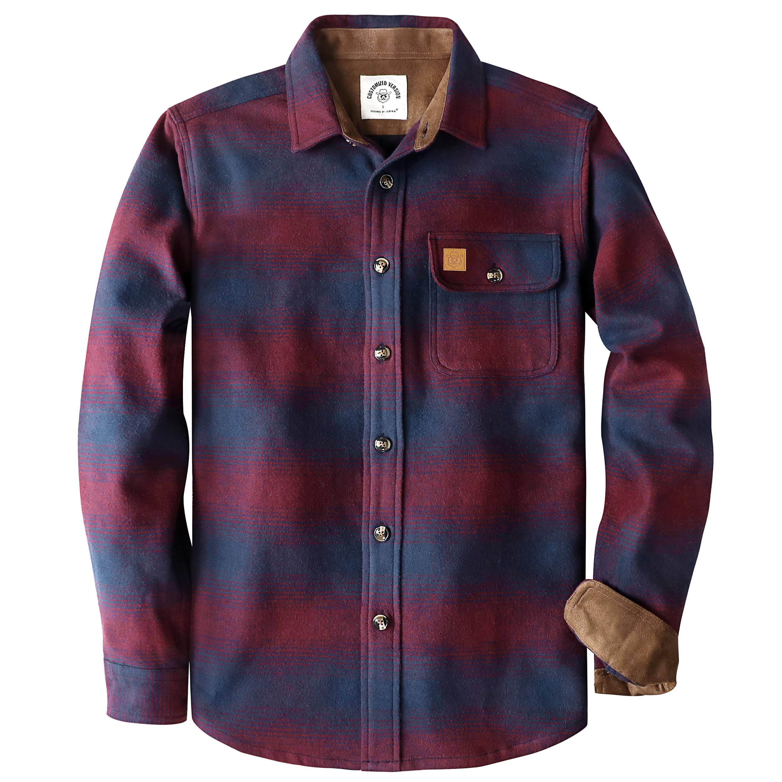 Dubinik® 13oz Super Schweres Flanellhemd Herren Hemd Langarm Kariert Warmes Casual Baumwolle Schwer Button Down
