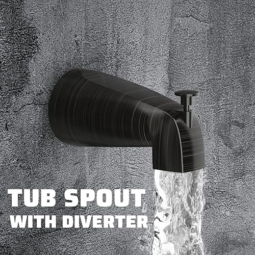 Miniatura 18 de WRISIN Juego de grifo de ducha negro con boquilla de bañera, juego de cabezal de ducha y mango negro, juego de grifo de bañera con cabezal de ducha