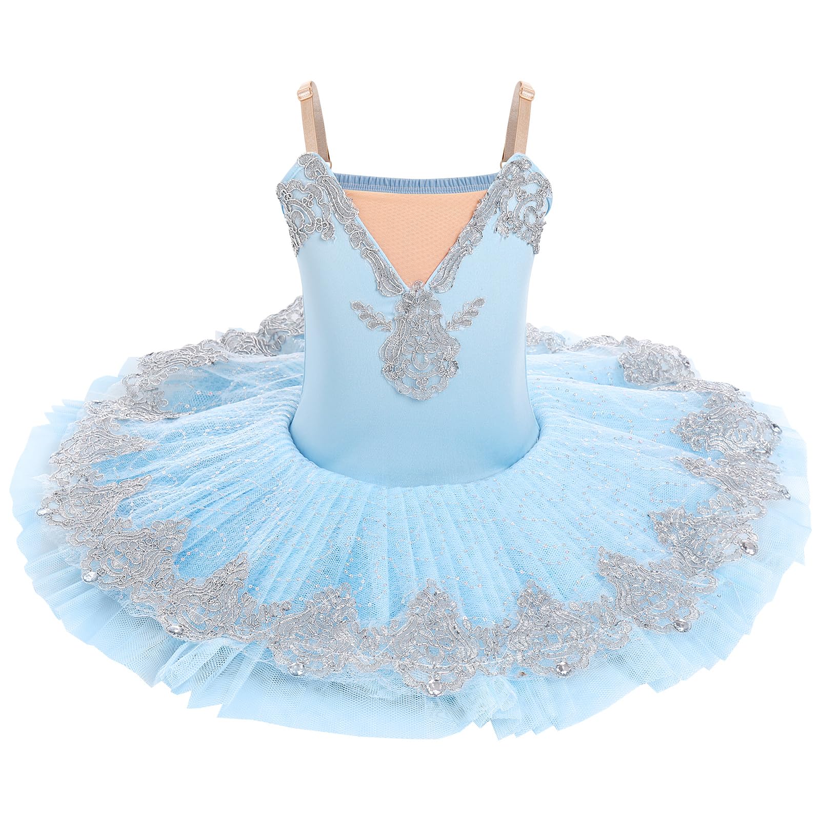 Vestido de ballet con lentejuelas y tutú para niñas, disfraz de bailarina, ropa de baile, falda bordada floral