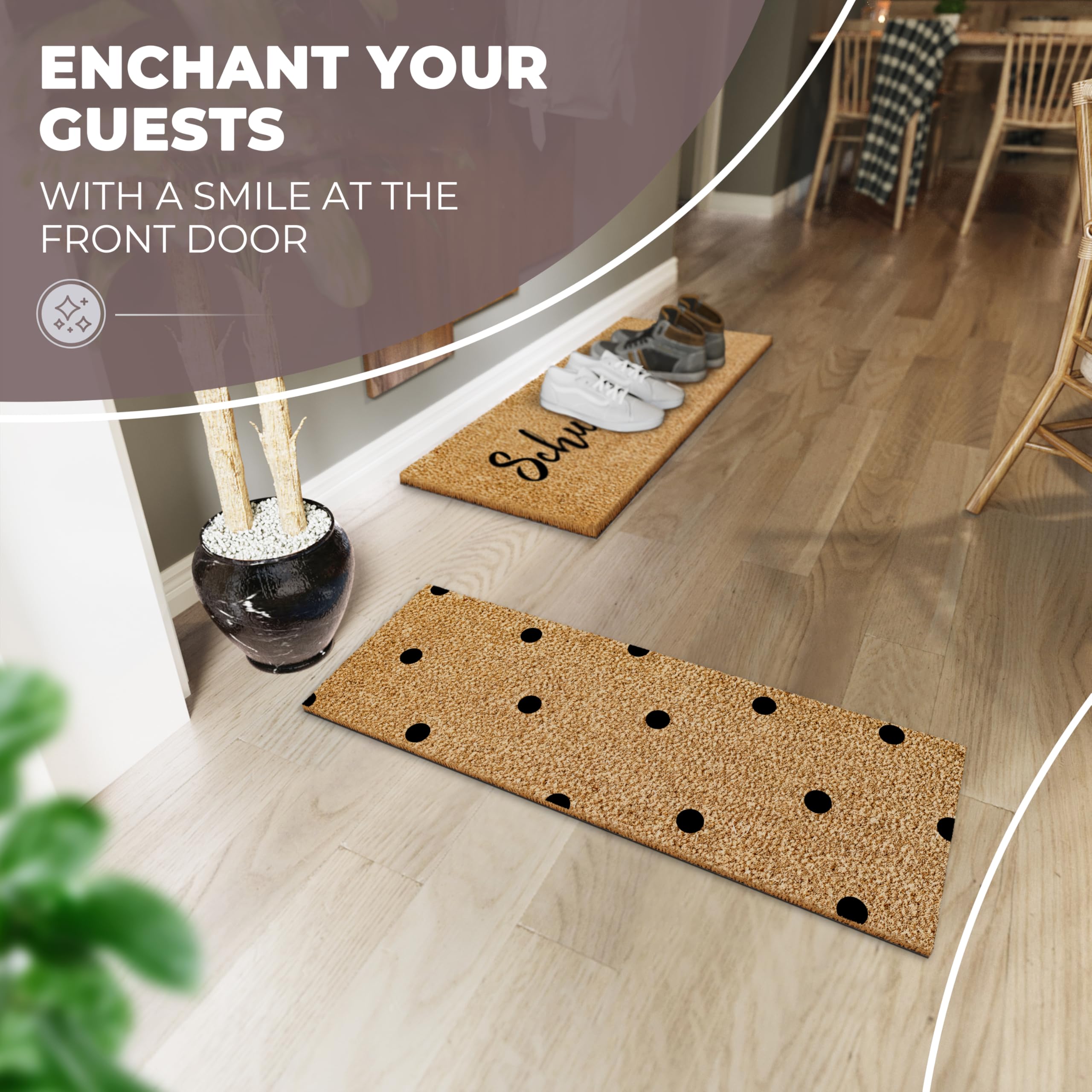 ElbFuchs Coconut Doormat 75 x 25 cm with Dots I Extra Durable & Non-Slip Coconut Mat I For Indoor and Covered Outdoor Areas I Ideal as a Narrow Dirt Trapper and Entrance Mat - Image 2