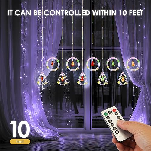 Miniatura 6 de Luces de ventana de Navidad  Cadena de luces para dormitorio, decoración de Navidad, luces de árbol de Navidad para interiores, telón de fondo,