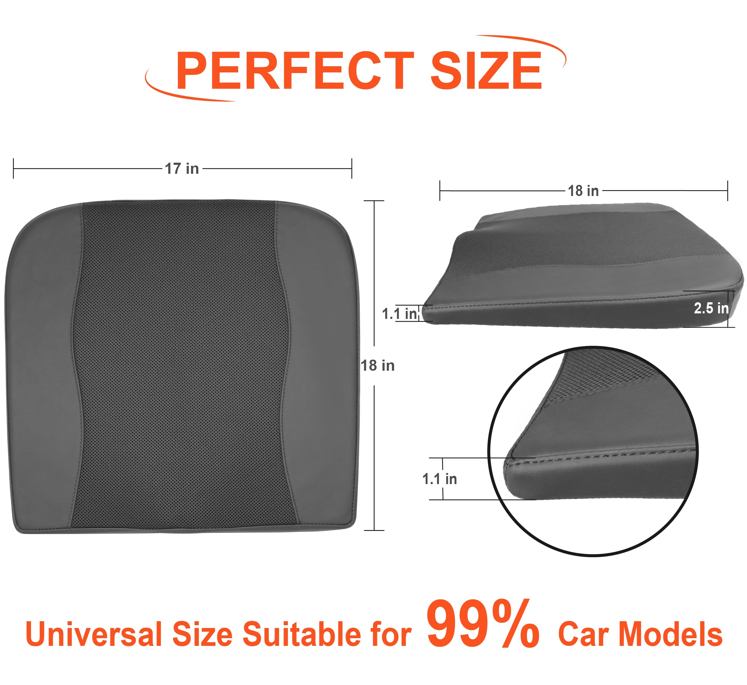 Cuscino per seggiolino auto, comodo cuscino in memory foam per guida, sollievo da sciatica e lombare, cuscino per sedile auto, conducente, sedia da ufficio, sedia a rotelle (ossidiana nero speck nero)