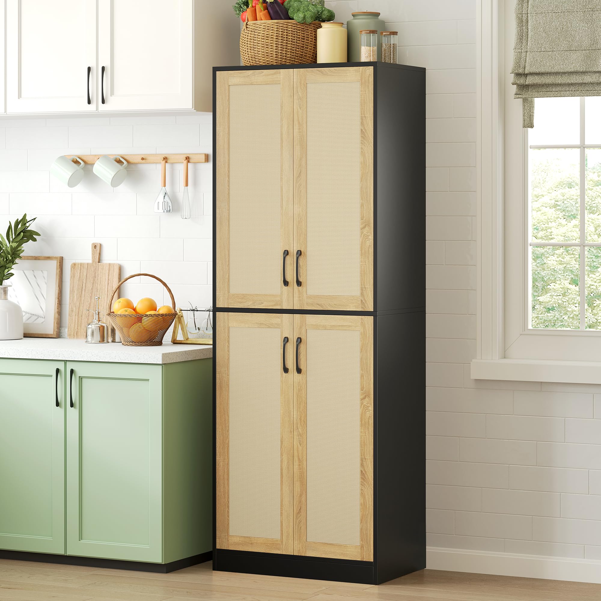Amazon.com: JASIWAY Rattan Pantry Cabinet, 67