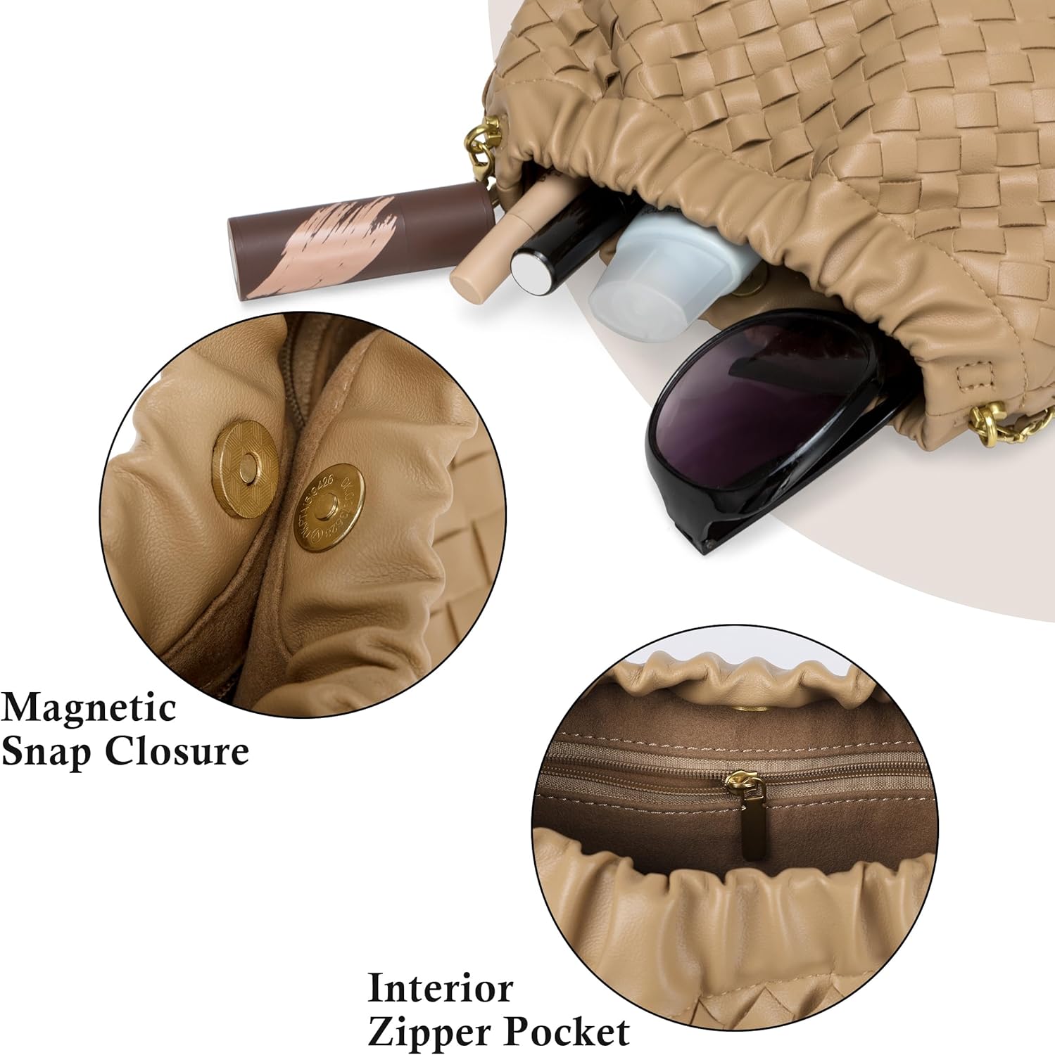 Joryin Woven Women's Crossbody Bag & Evening Purse, Trendy Dumpling Clutch & Hobo Cloud Shoulder Bag Trendy Dumpling Clutch - Image 6