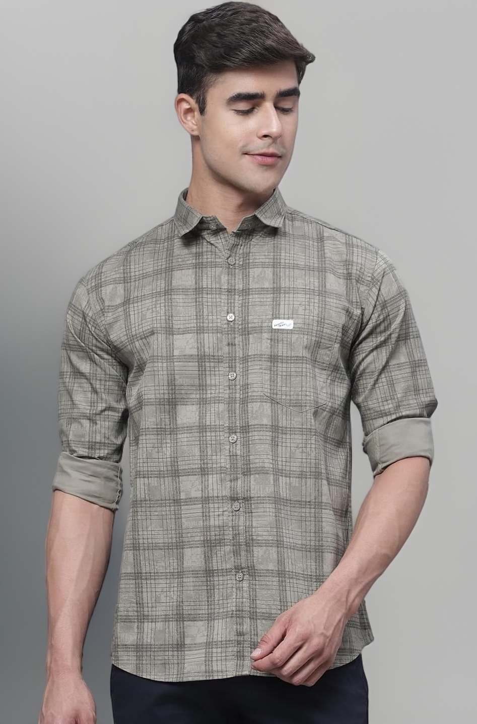 Majestic Man Cotton Checkered Slim Fit Casual Shirt For Men