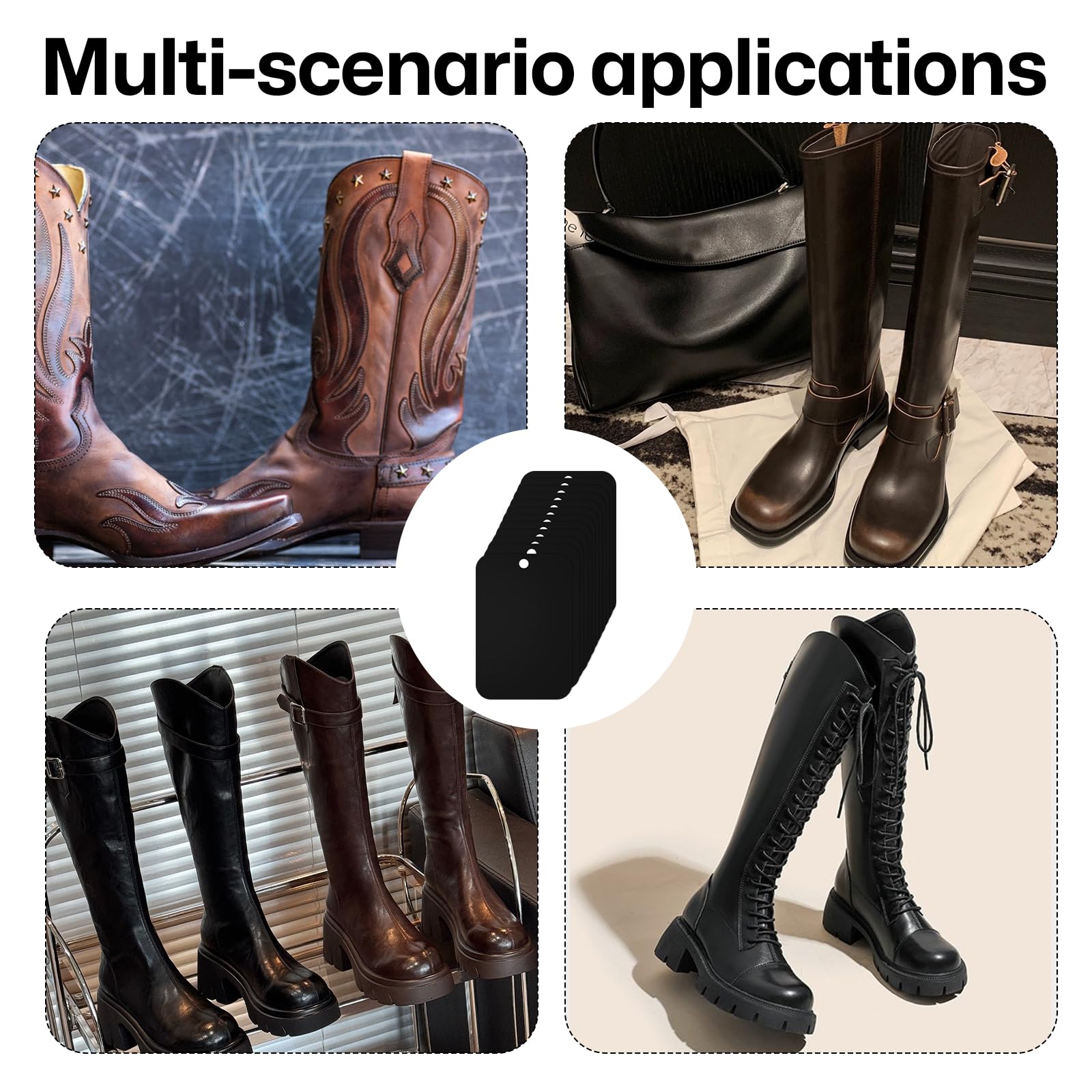 NEUSID 12 tensores de plástico para botas de 30 cm de largo para botas altas con forma de botas, insertos negros en forma de botas, soporte para botas de mujer y hombre