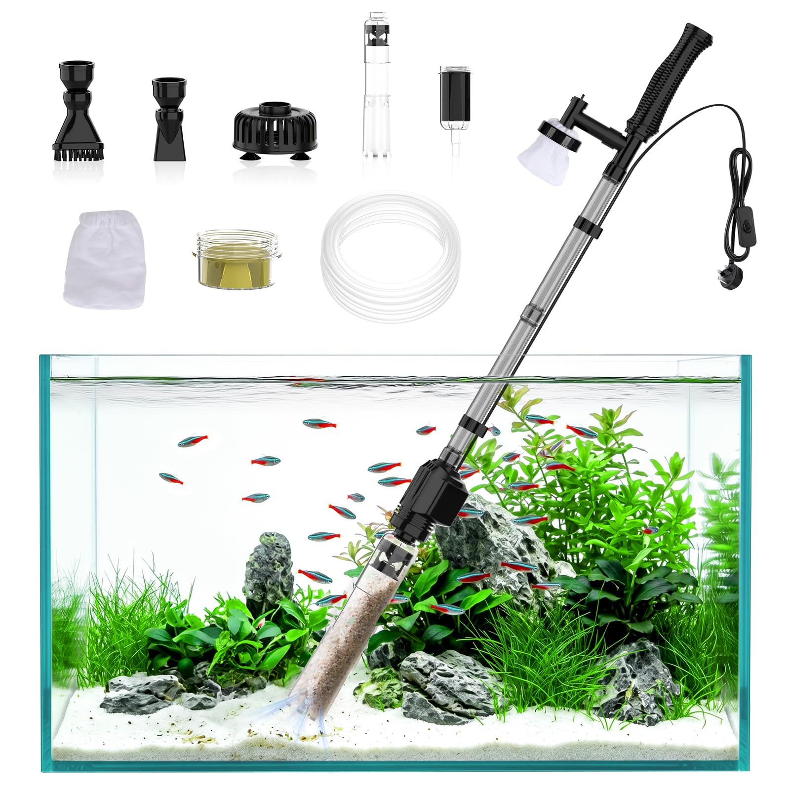 AQQA Limpiador de grava para acuario (20 W)