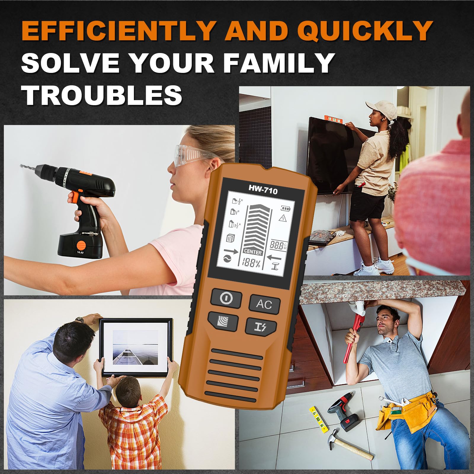 Scanners muraux multifonctions avec alarme sonore et étalonnage facile Détecteurs de plafond et de sol pour rénovations Scanners muraux professionnels